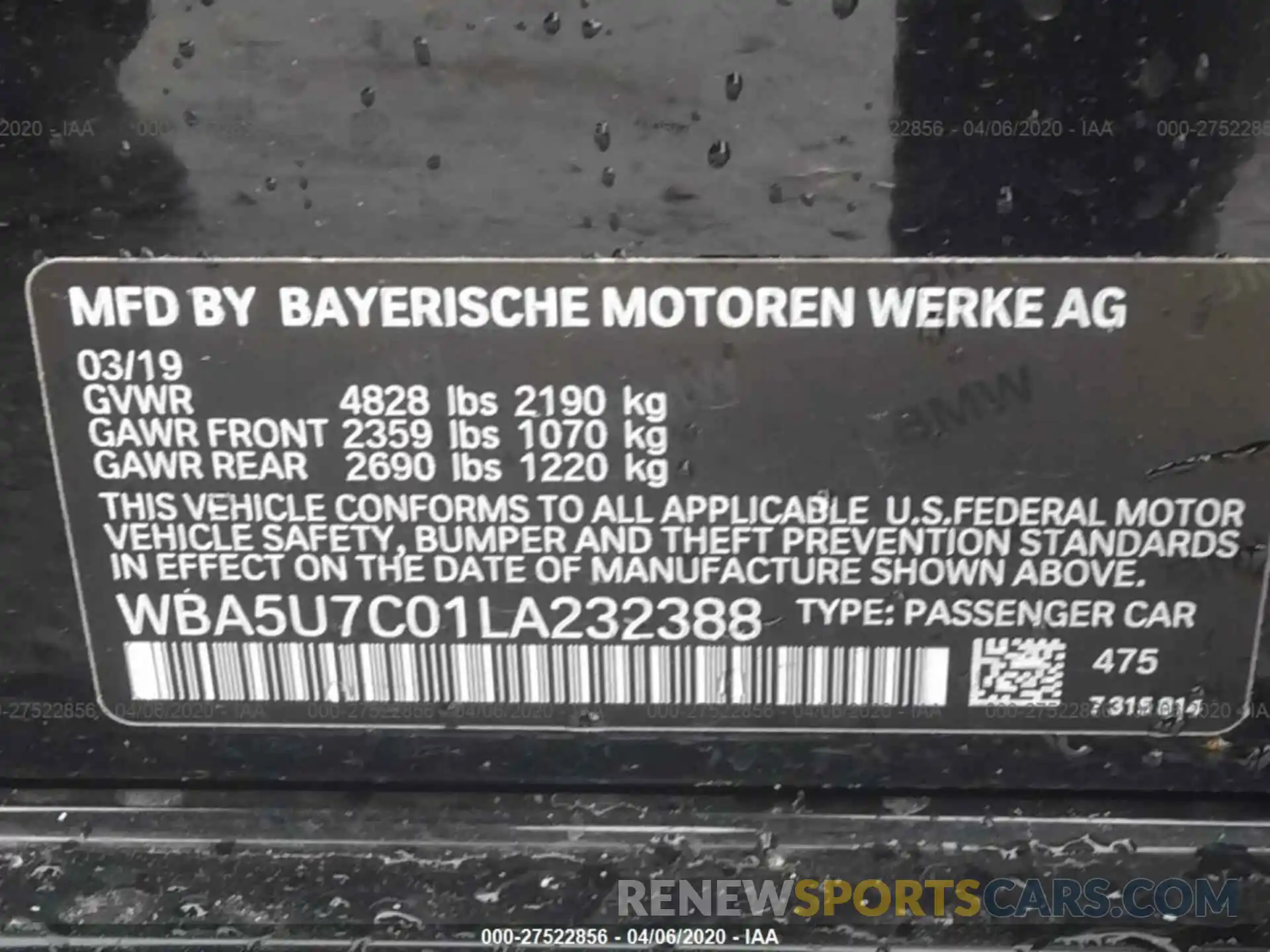 9 Photograph of a damaged car WBA5U7C01LA232388 BMW M340I 2020
