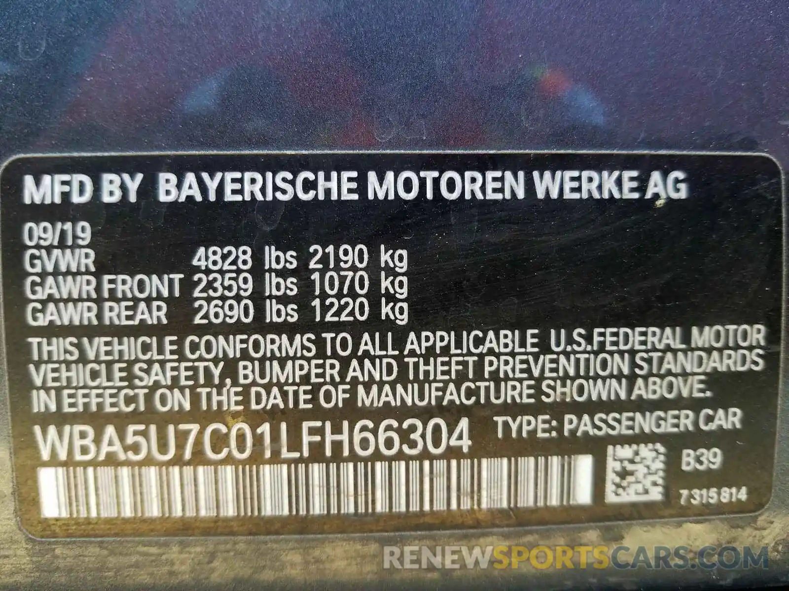10 Photograph of a damaged car WBA5U7C01LFH66304 BMW M340I 2020