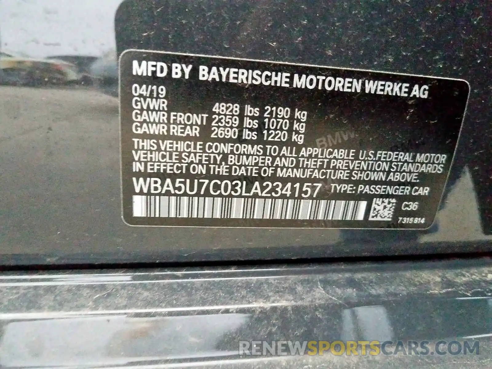 10 Photograph of a damaged car WBA5U7C03LA234157 BMW M340I 2020