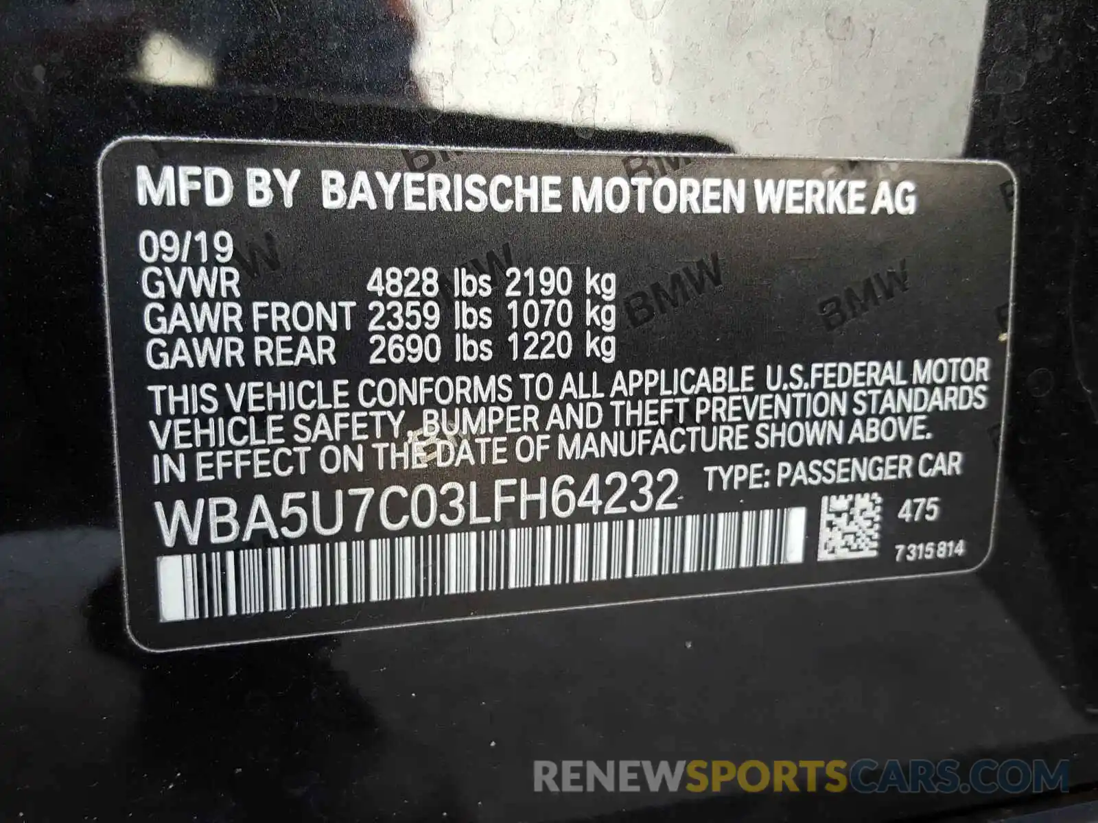 10 Photograph of a damaged car WBA5U7C03LFH64232 BMW M340I 2020