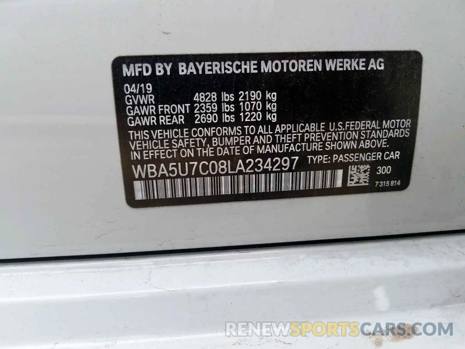 10 Photograph of a damaged car WBA5U7C08LA234297 BMW M340I 2020