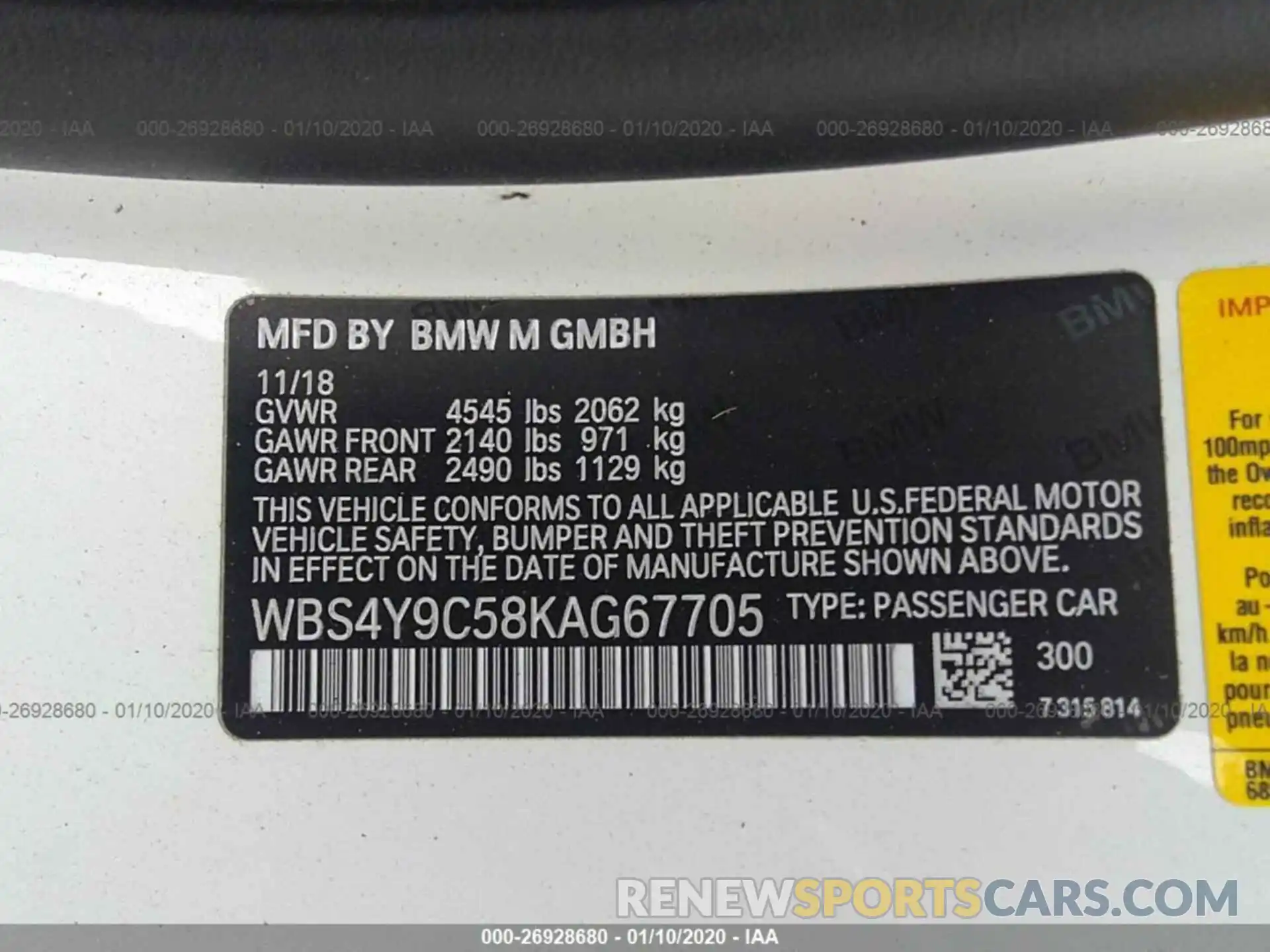 9 Photograph of a damaged car WBS4Y9C58KAG67705 BMW M4 2019