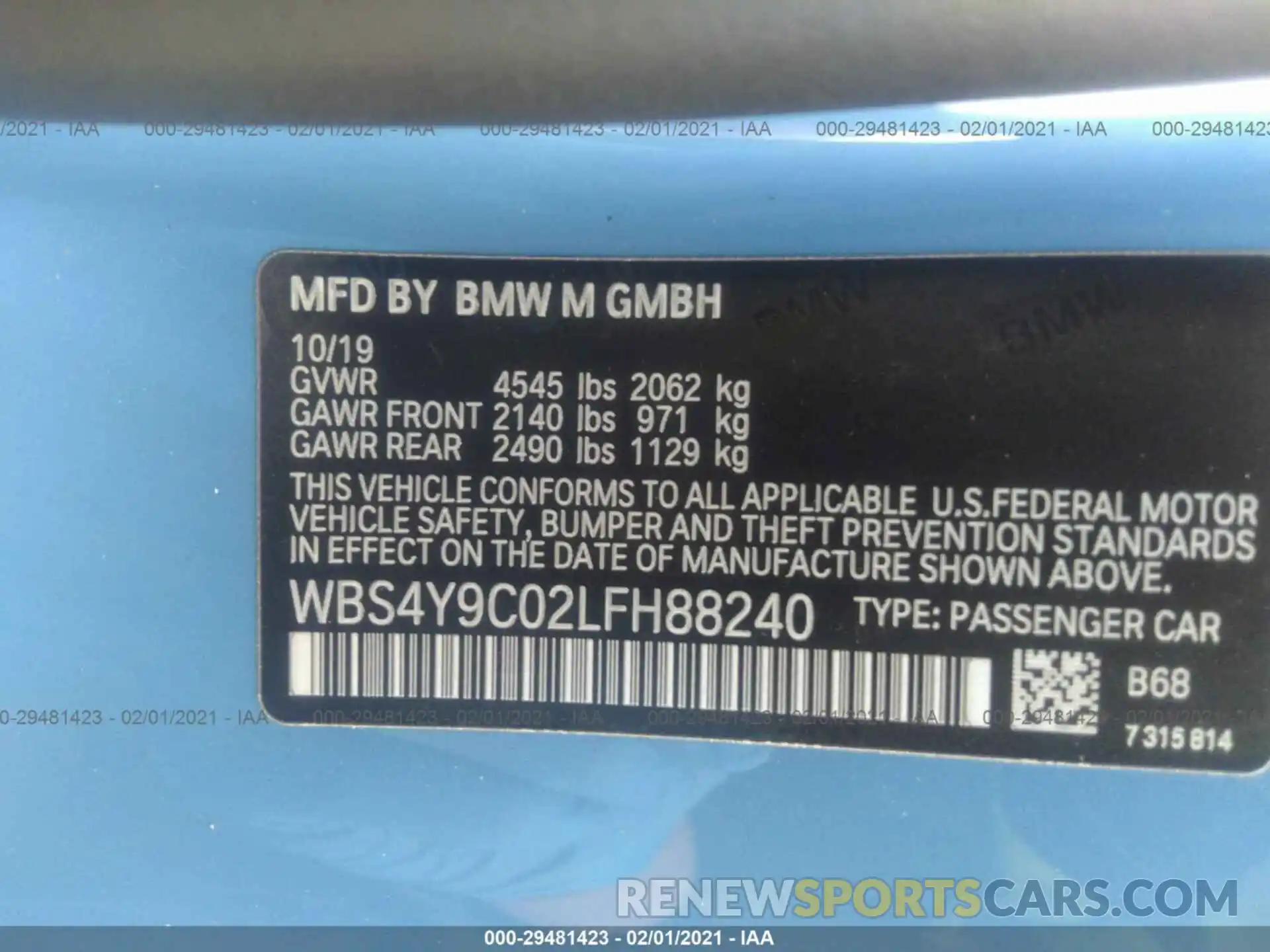 9 Photograph of a damaged car WBS4Y9C02LFH88240 BMW M4 2020