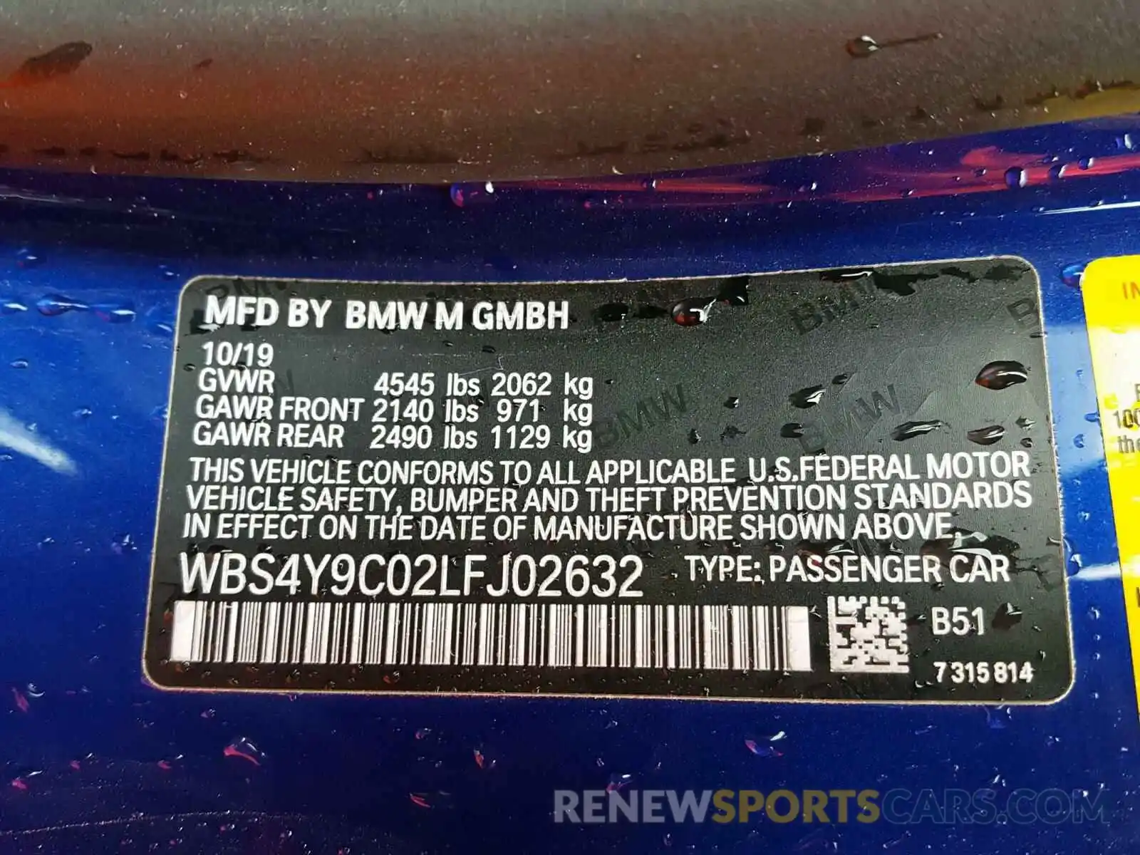 10 Photograph of a damaged car WBS4Y9C02LFJ02632 BMW M4 2020