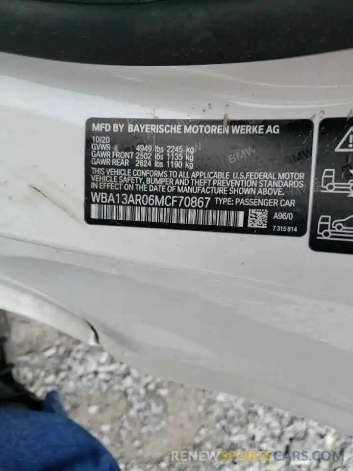 10 Photograph of a damaged car WBA13AR06MCF70867 BMW M4 2021