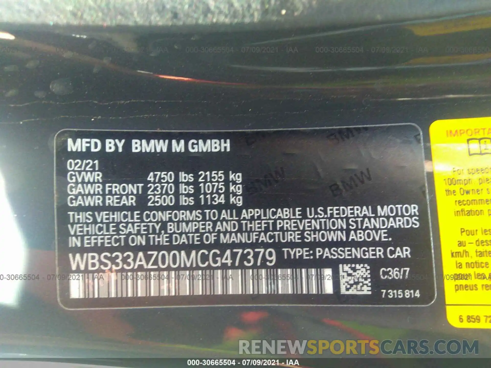 9 Фотография поврежденного автомобиля WBS33AZ00MCG47379 BMW M4 2021