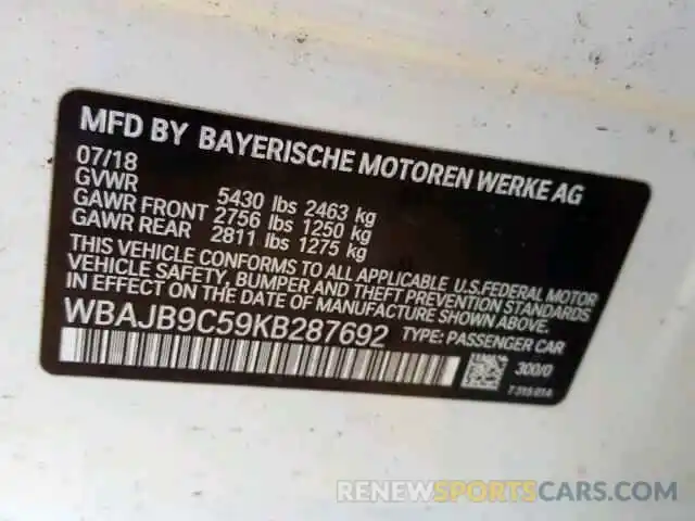 10 Фотография поврежденного автомобиля WBAJB9C59KB287692 BMW M5 2019