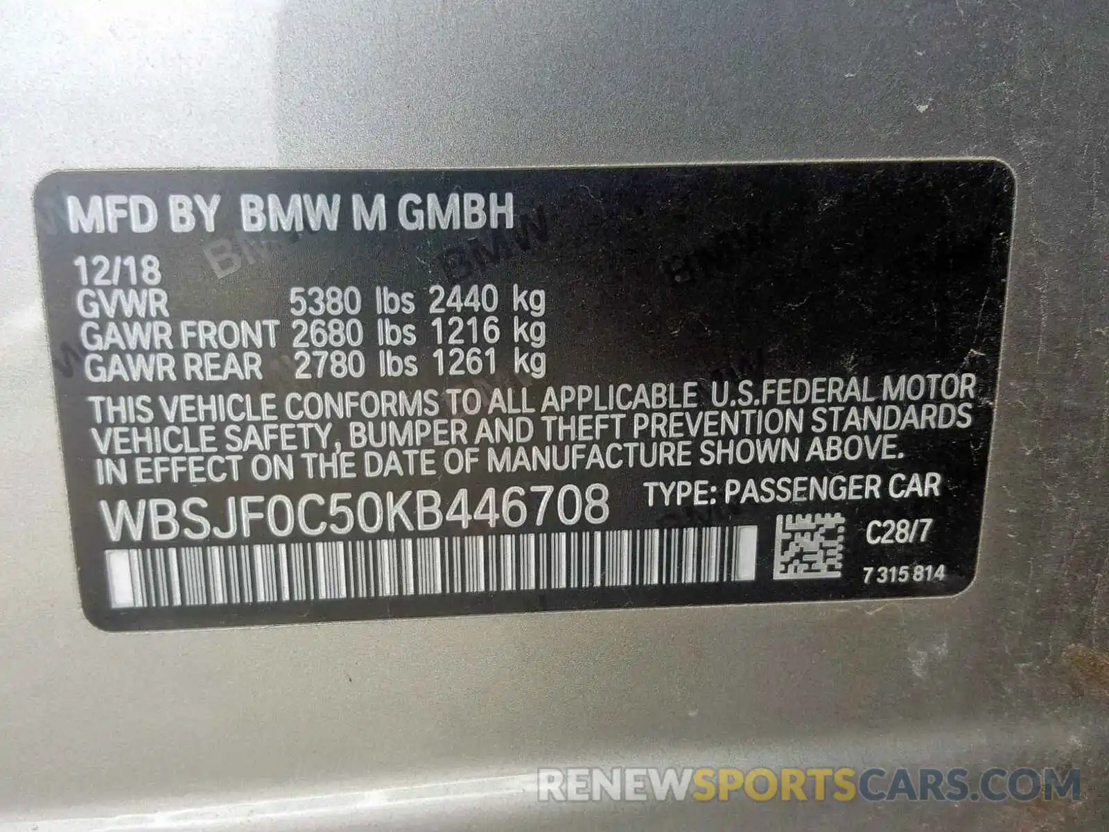 10 Фотография поврежденного автомобиля WBSJF0C50KB446708 BMW M5 2019