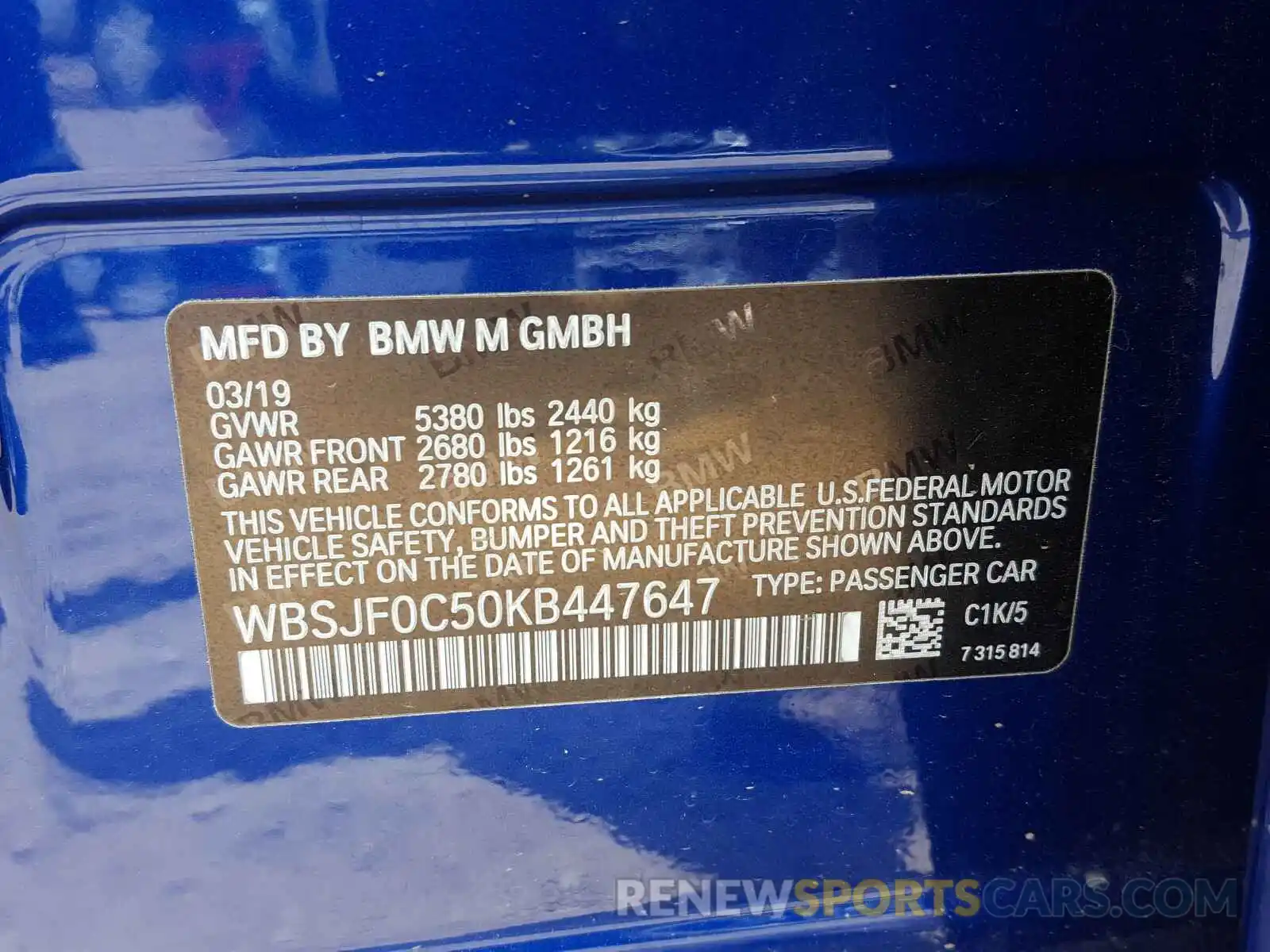 10 Фотография поврежденного автомобиля WBSJF0C50KB447647 BMW M5 2019