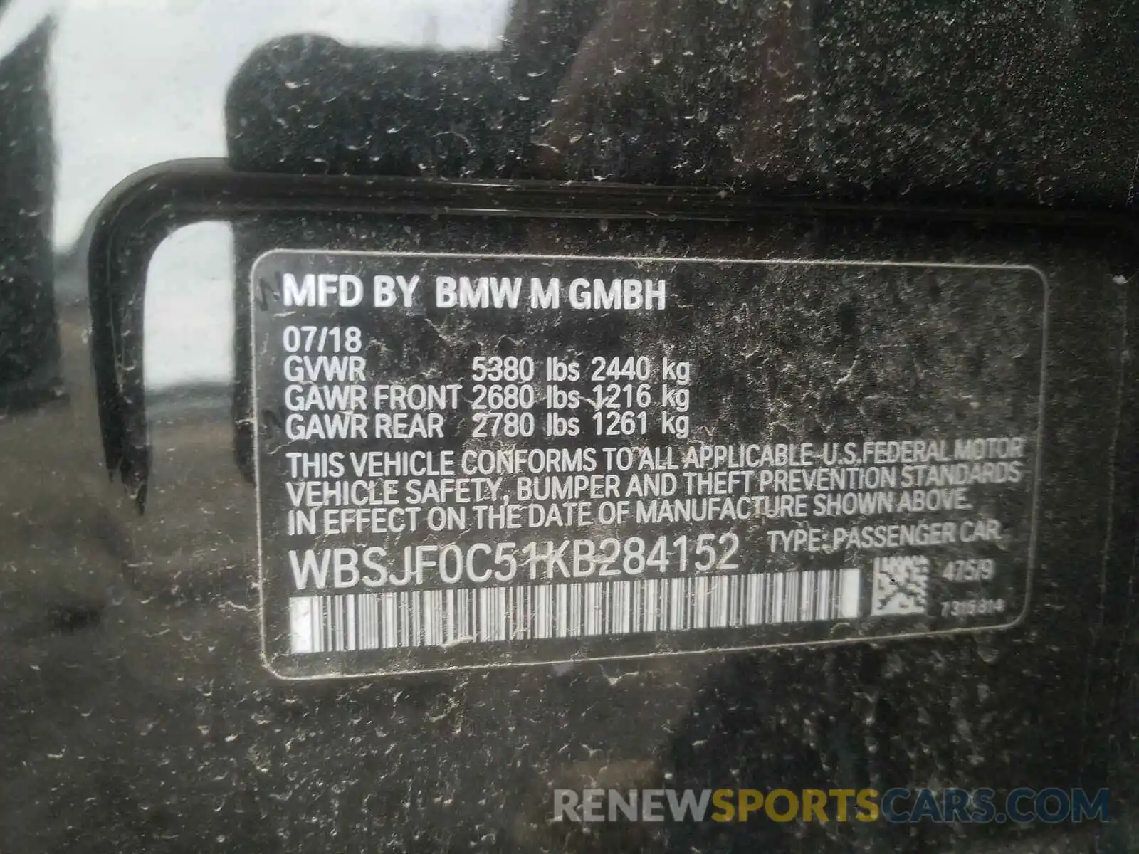 10 Photograph of a damaged car WBSJF0C51KB284152 BMW M5 2019