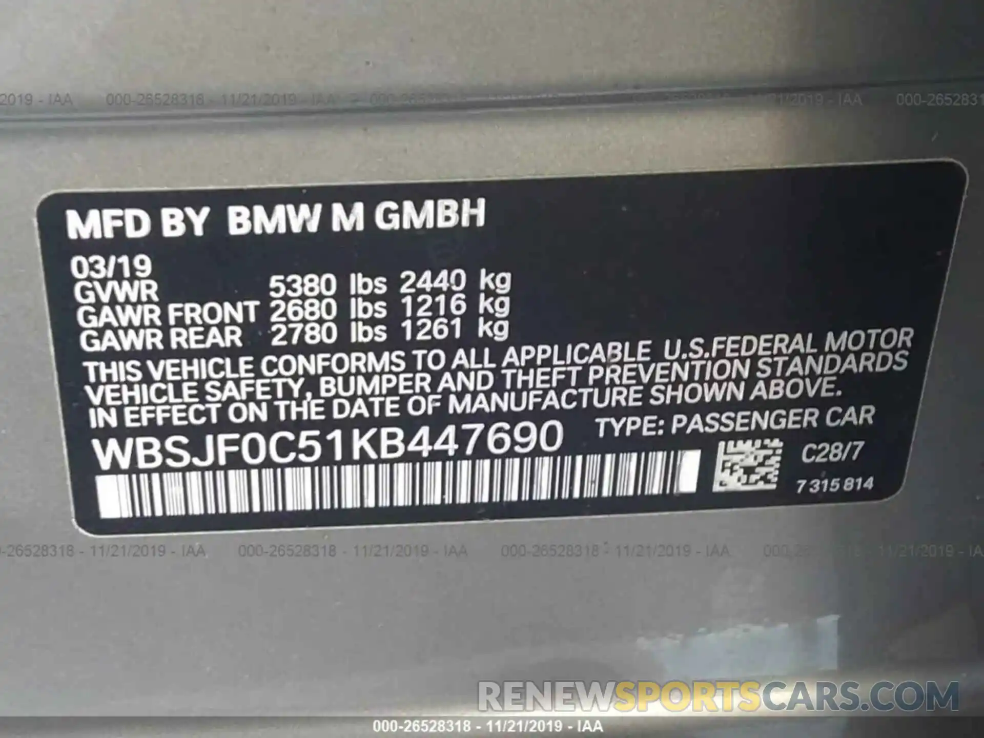 9 Фотография поврежденного автомобиля WBSJF0C51KB447690 BMW M5 2019