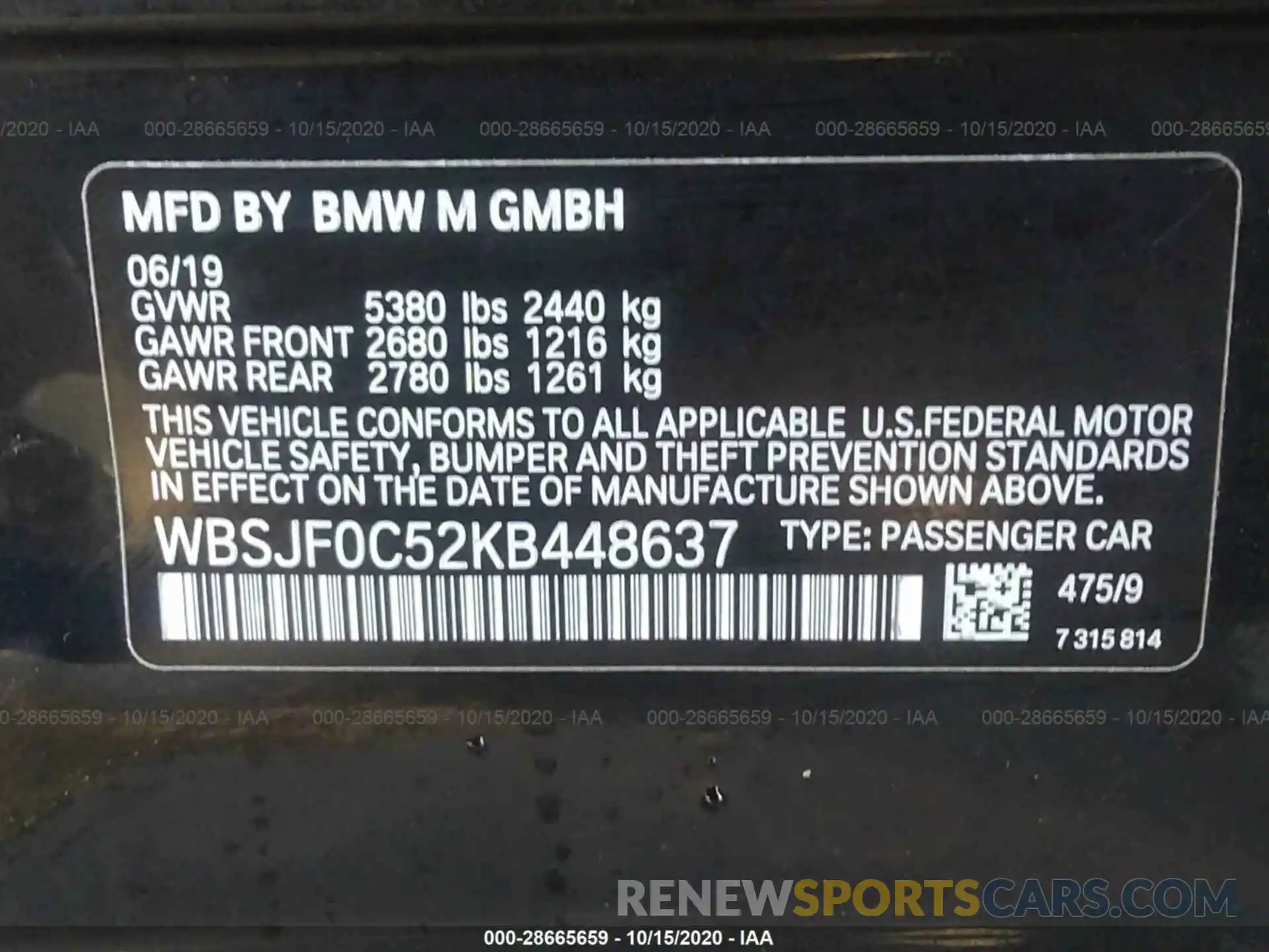 9 Photograph of a damaged car WBSJF0C52KB448637 BMW M5 2019