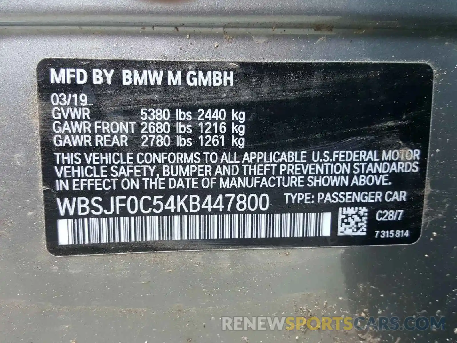 10 Фотография поврежденного автомобиля WBSJF0C54KB447800 BMW M5 2019