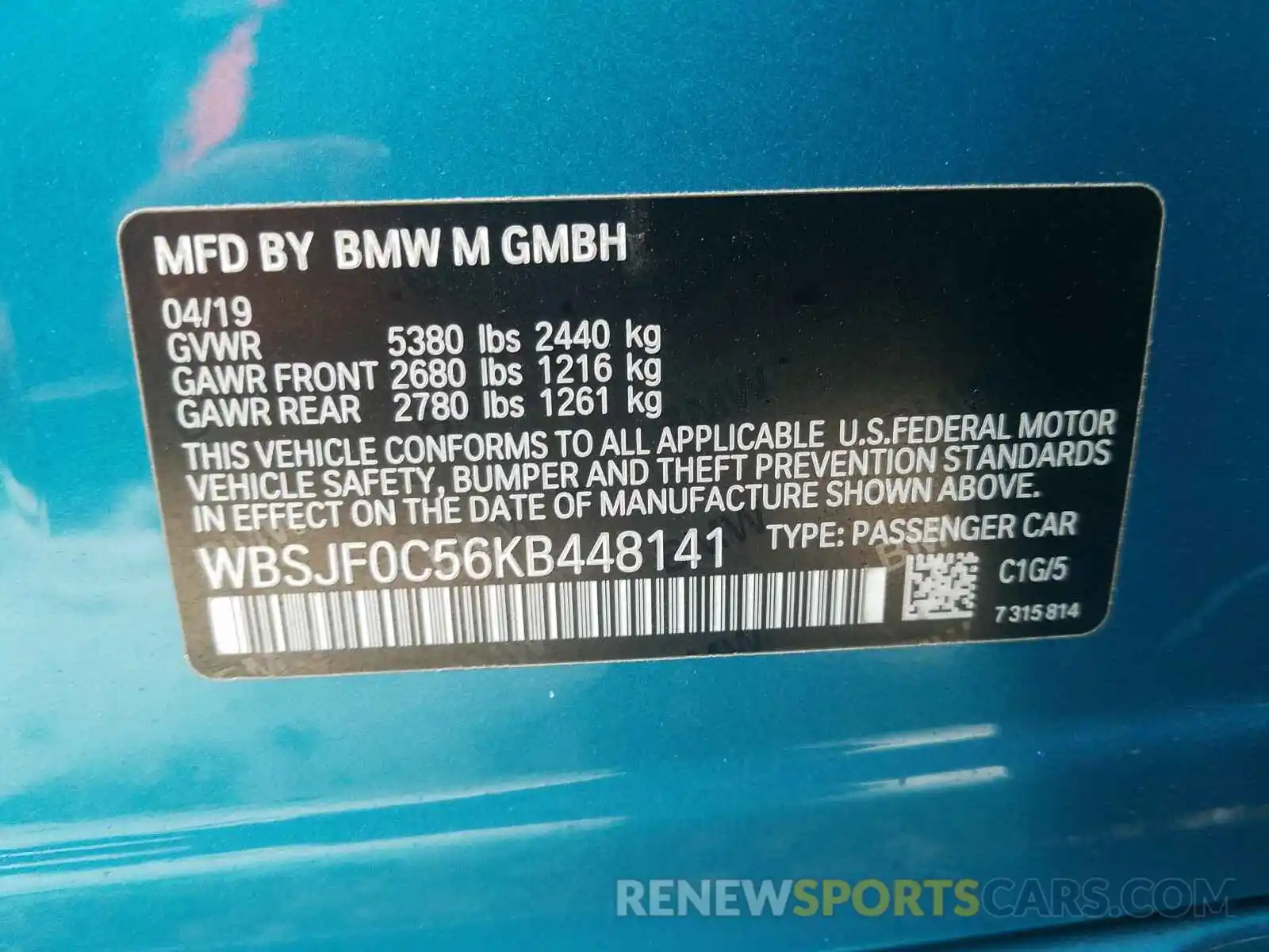 10 Фотография поврежденного автомобиля WBSJF0C56KB448141 BMW M5 2019