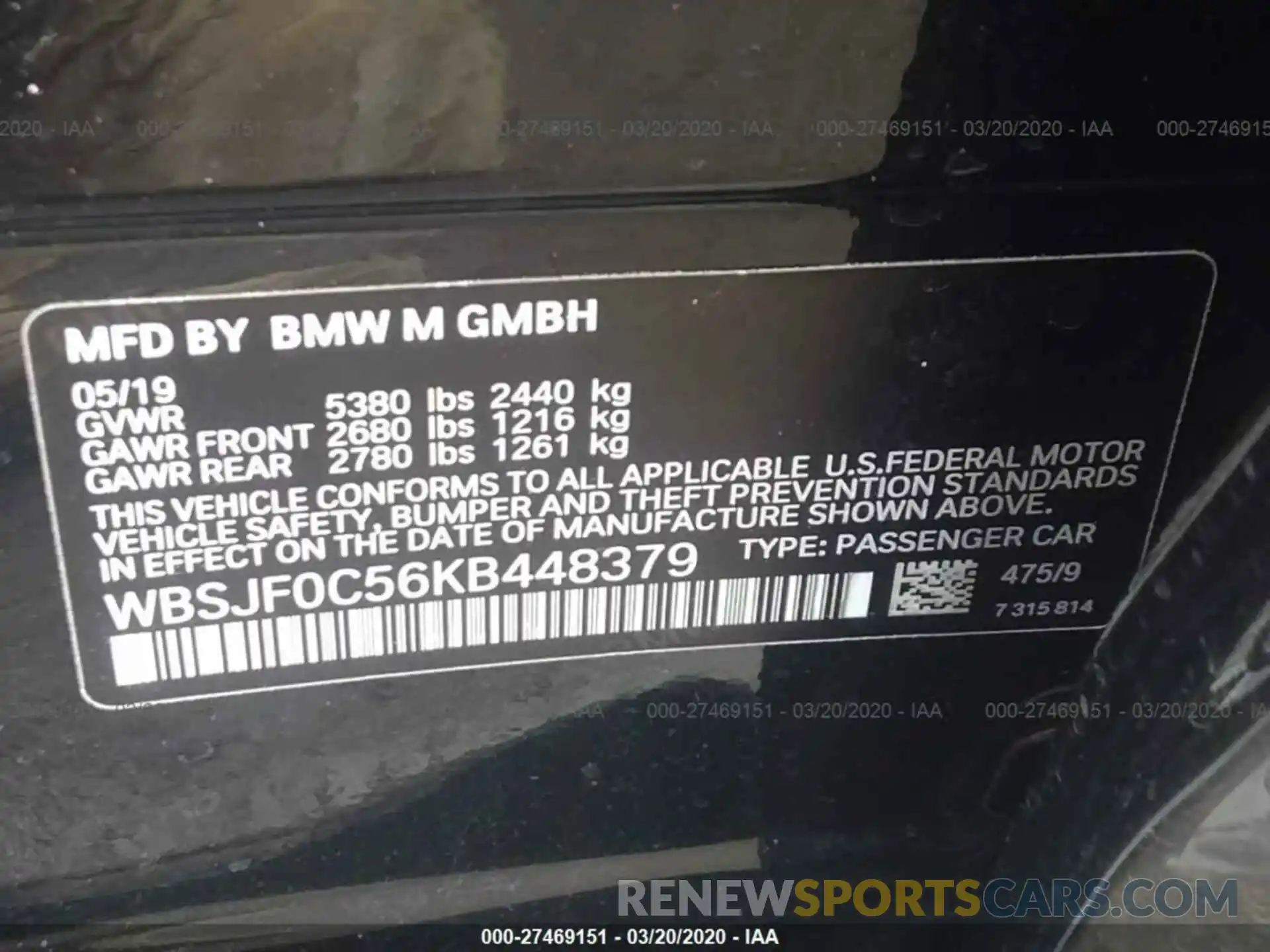 9 Photograph of a damaged car WBSJF0C56KB448379 BMW M5 2019
