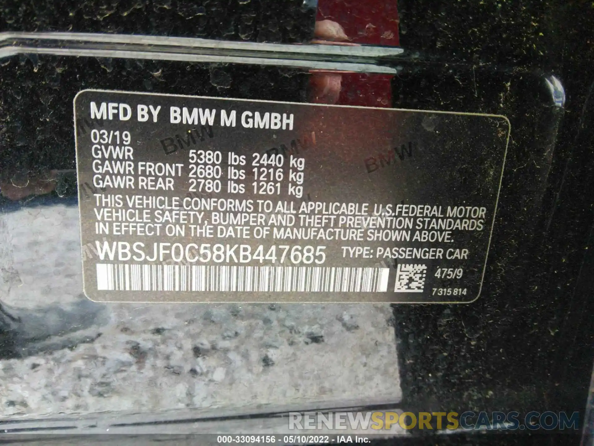 9 Фотография поврежденного автомобиля WBSJF0C58KB447685 BMW M5 2019