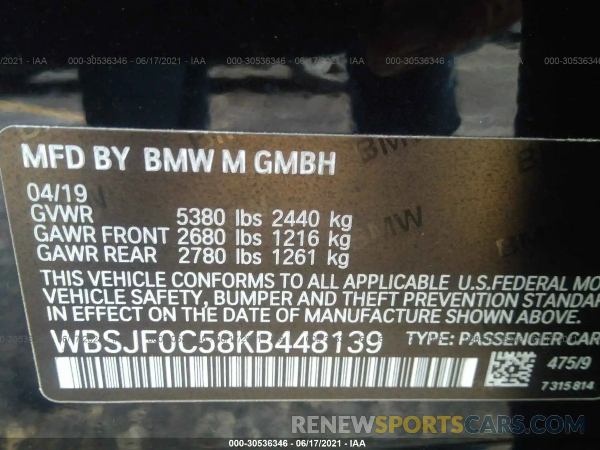 9 Фотография поврежденного автомобиля WBSJF0C58KB448139 BMW M5 2019