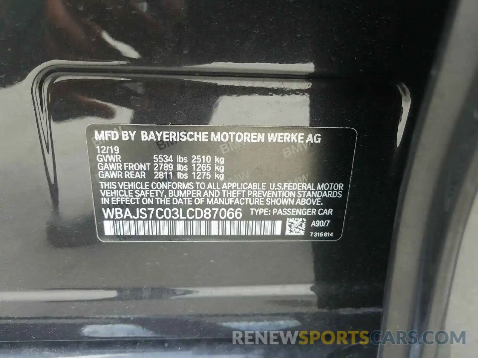 8 Фотография поврежденного автомобиля WBAJS7C03LCD87066 BMW M5 2020