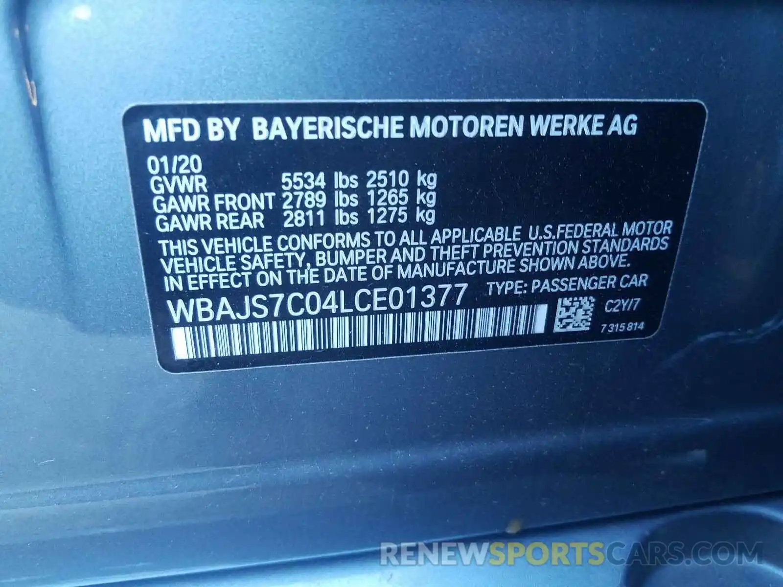 10 Photograph of a damaged car WBAJS7C04LCE01377 BMW M5 2020