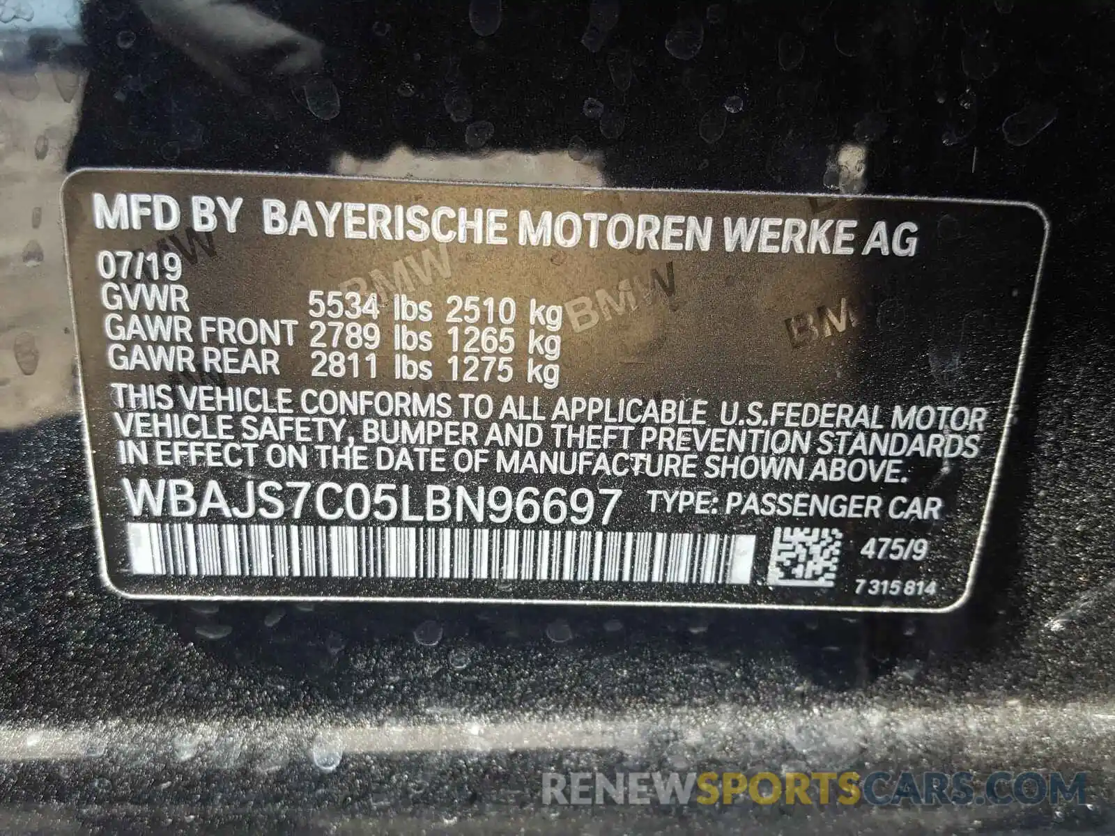 10 Photograph of a damaged car WBAJS7C05LBN96697 BMW M5 2020