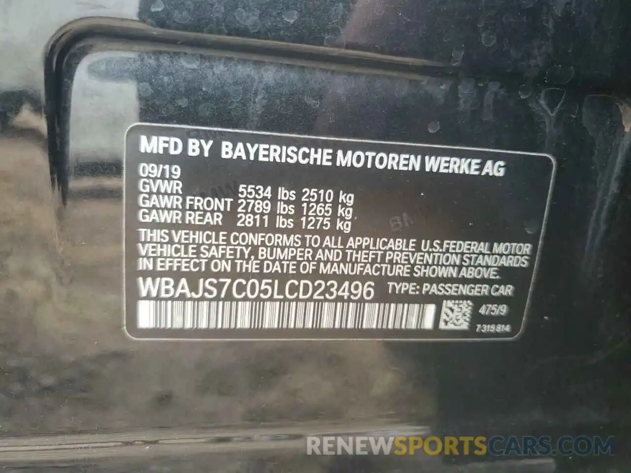 12 Photograph of a damaged car WBAJS7C05LCD23496 BMW M5 2020