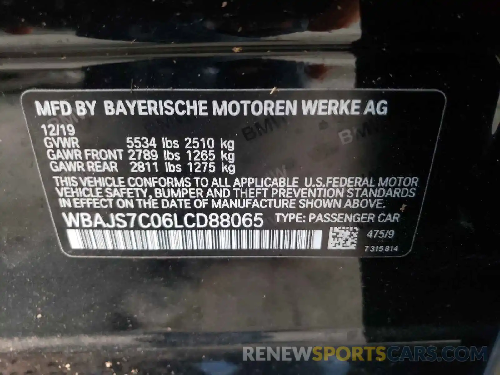 10 Фотография поврежденного автомобиля WBAJS7C06LCD88065 BMW M5 2020