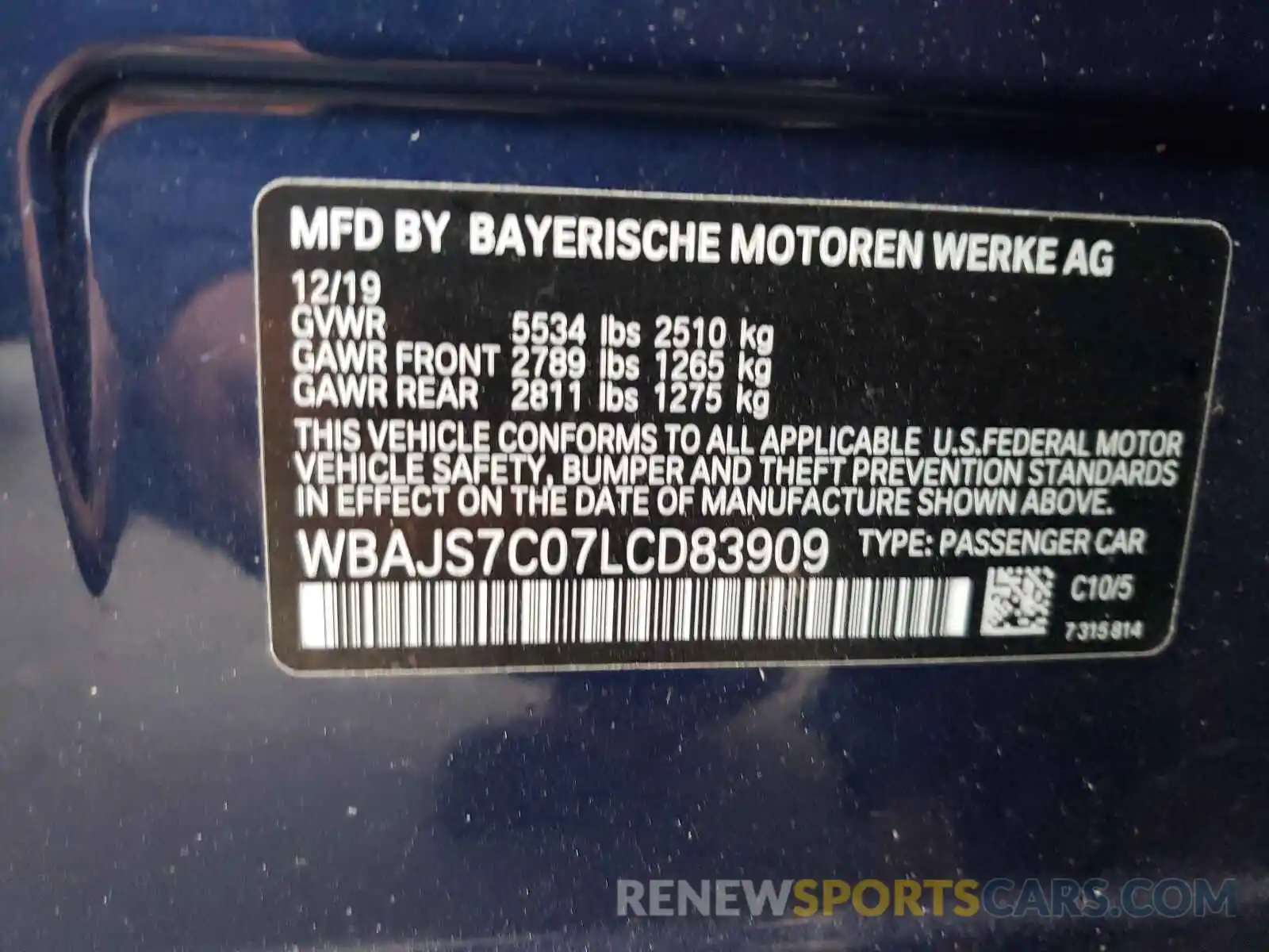 10 Фотография поврежденного автомобиля WBAJS7C07LCD83909 BMW M5 2020