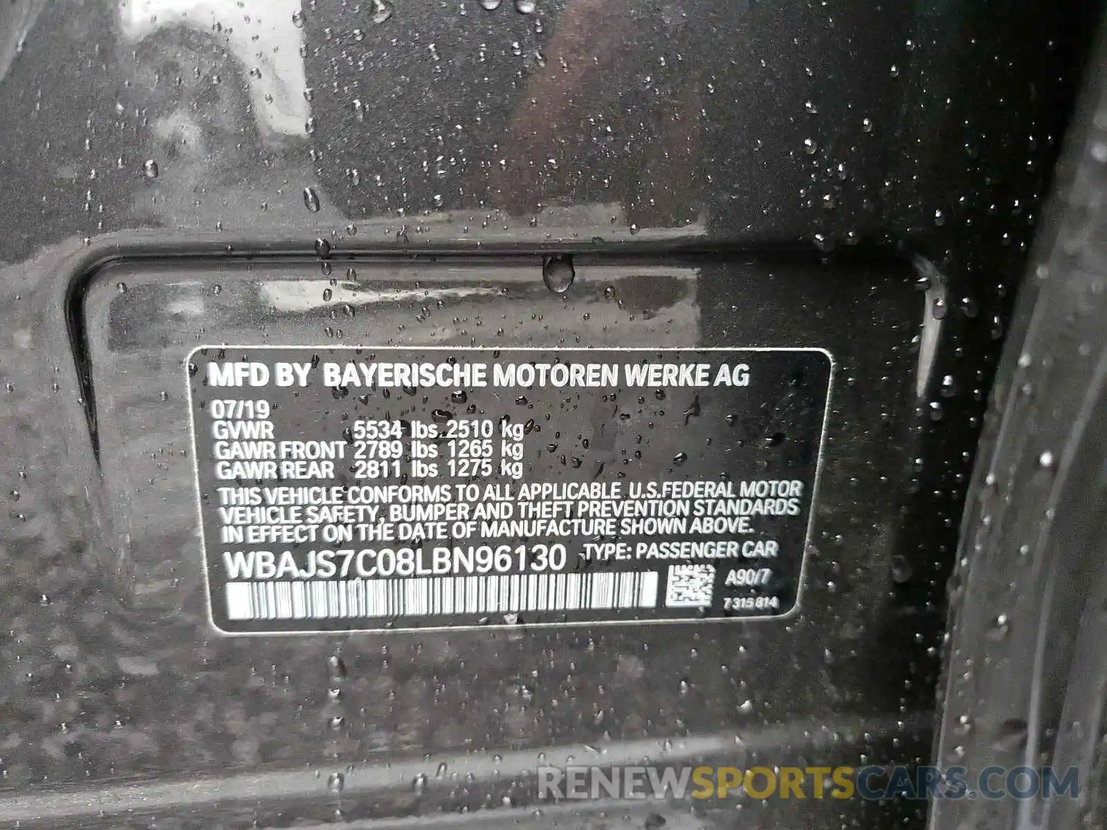 10 Photograph of a damaged car WBAJS7C08LBN96130 BMW M5 2020
