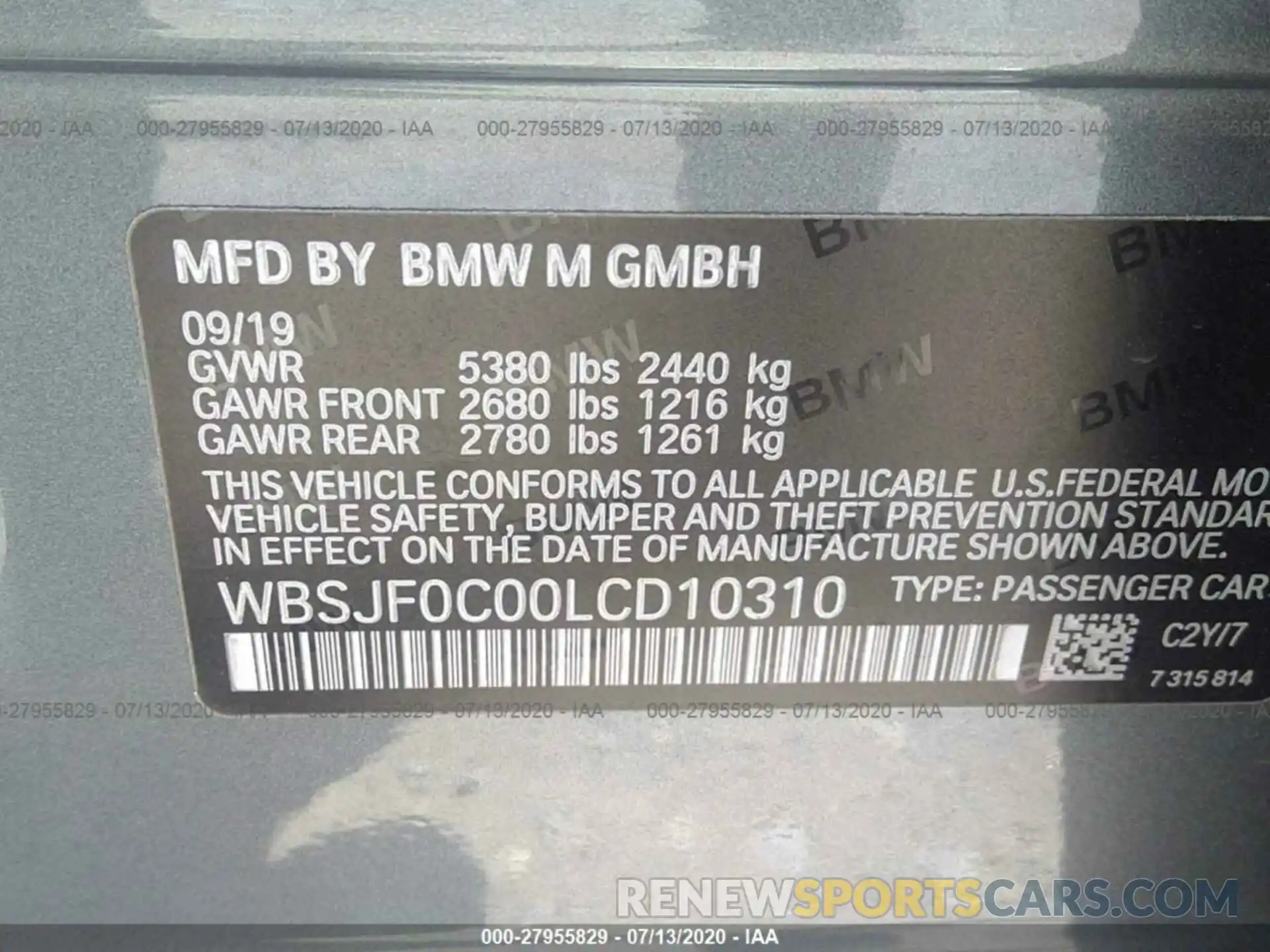 9 Photograph of a damaged car WBSJF0C00LCD10310 BMW M5 2020