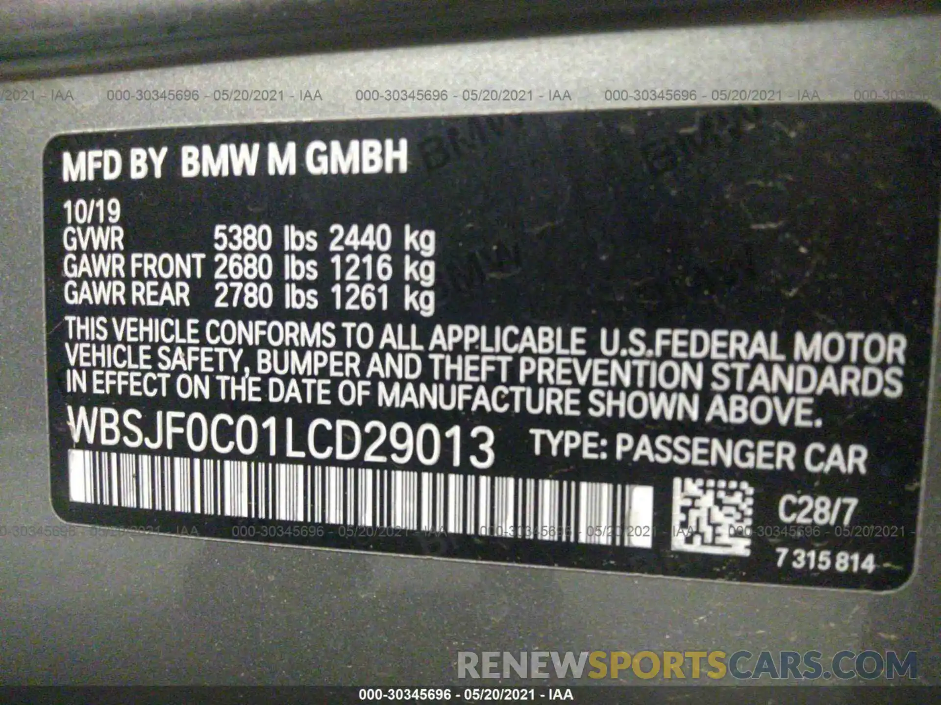 9 Photograph of a damaged car WBSJF0C01LCD29013 BMW M5 2020