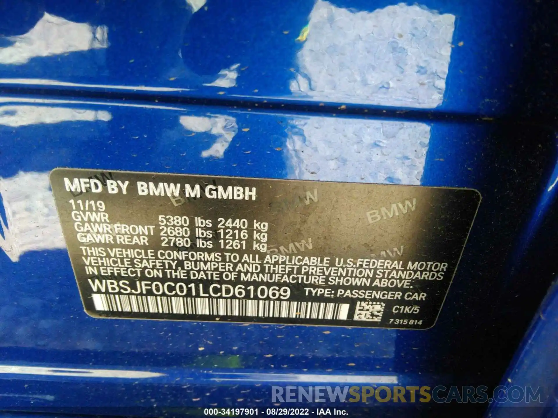 9 Фотография поврежденного автомобиля WBSJF0C01LCD61069 BMW M5 2020