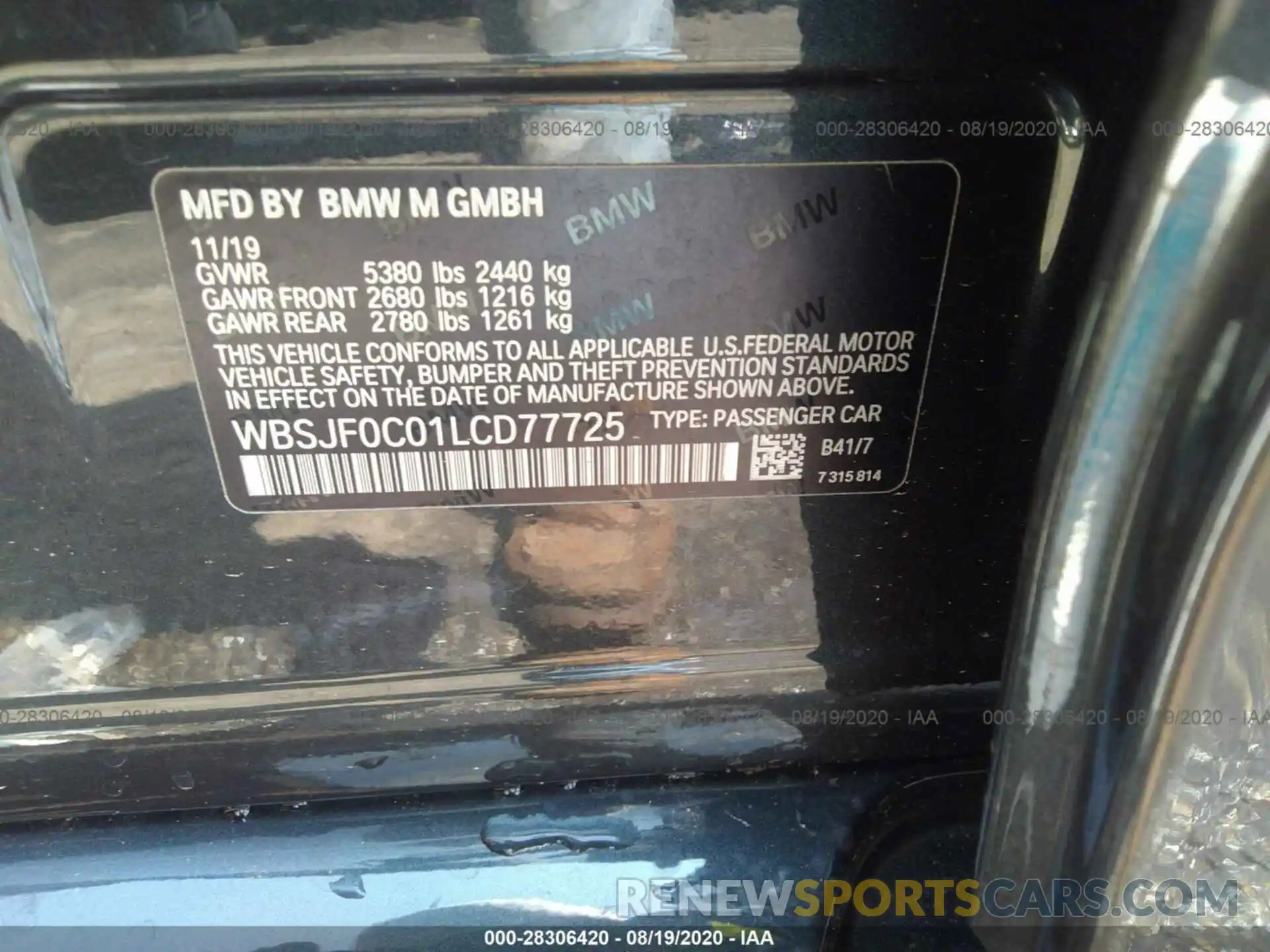 9 Photograph of a damaged car WBSJF0C01LCD77725 BMW M5 2020