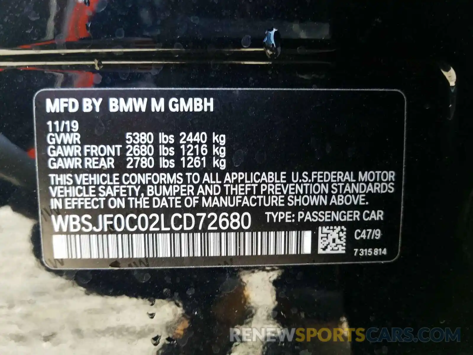 10 Фотография поврежденного автомобиля WBSJF0C02LCD72680 BMW M5 2020