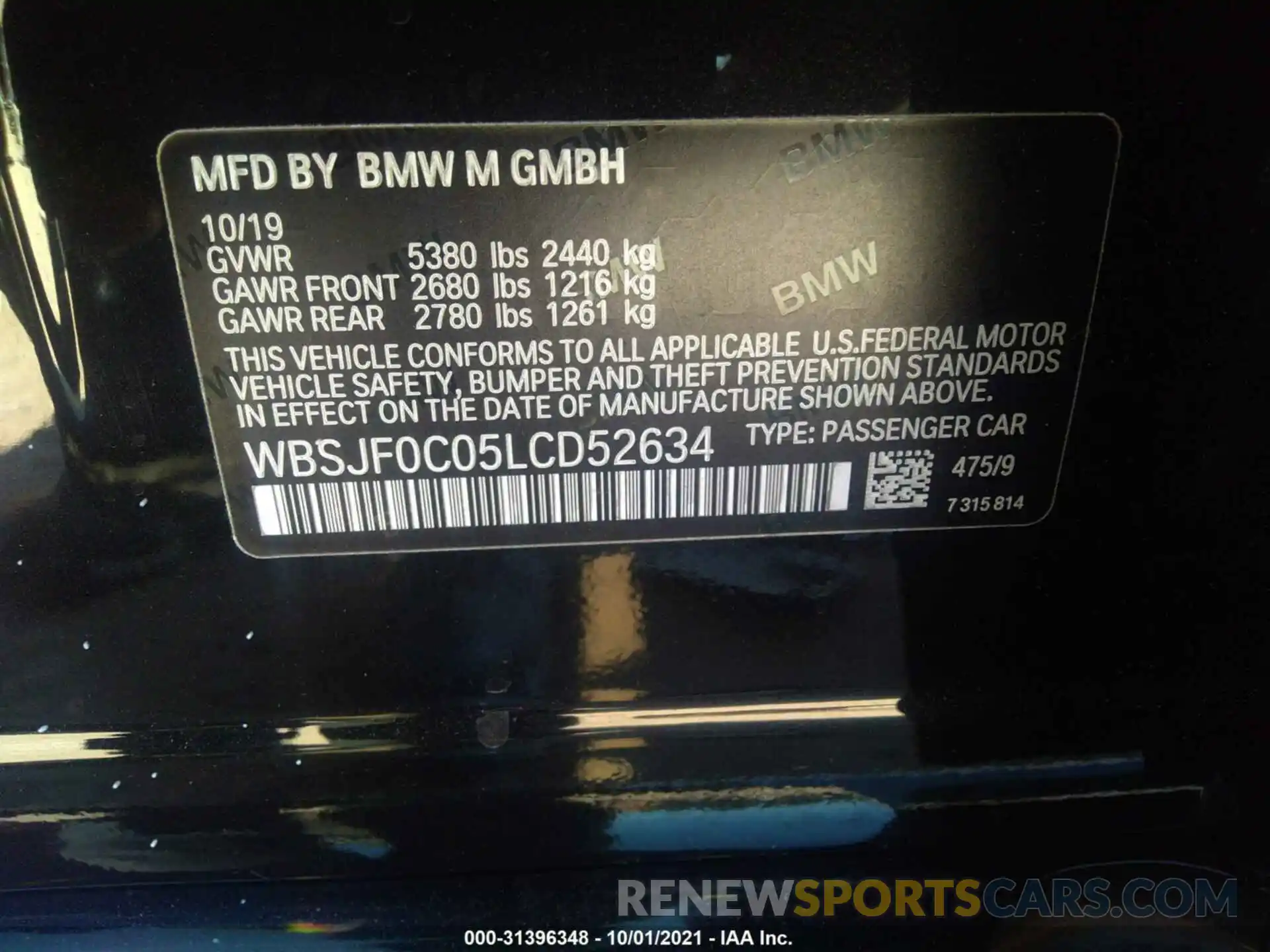 9 Фотография поврежденного автомобиля WBSJF0C05LCD52634 BMW M5 2020