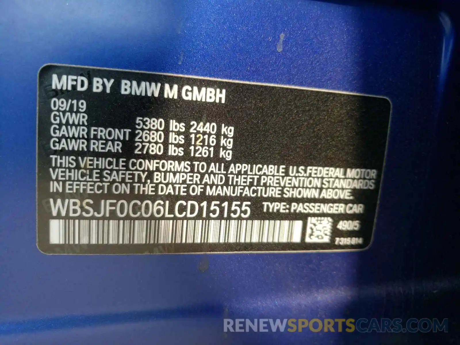 10 Фотография поврежденного автомобиля WBSJF0C06LCD15155 BMW M5 2020