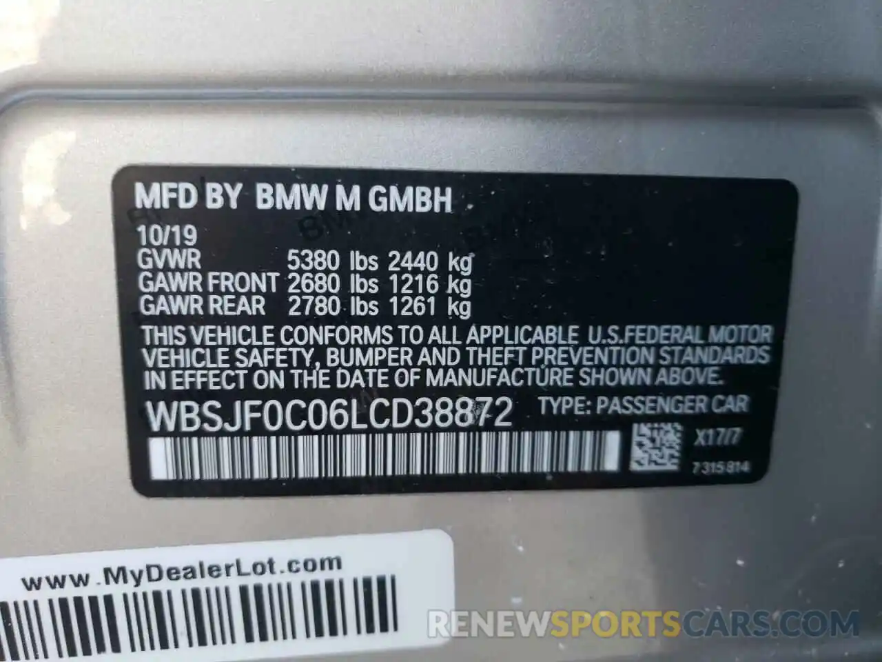 10 Photograph of a damaged car WBSJF0C06LCD38872 BMW M5 2020