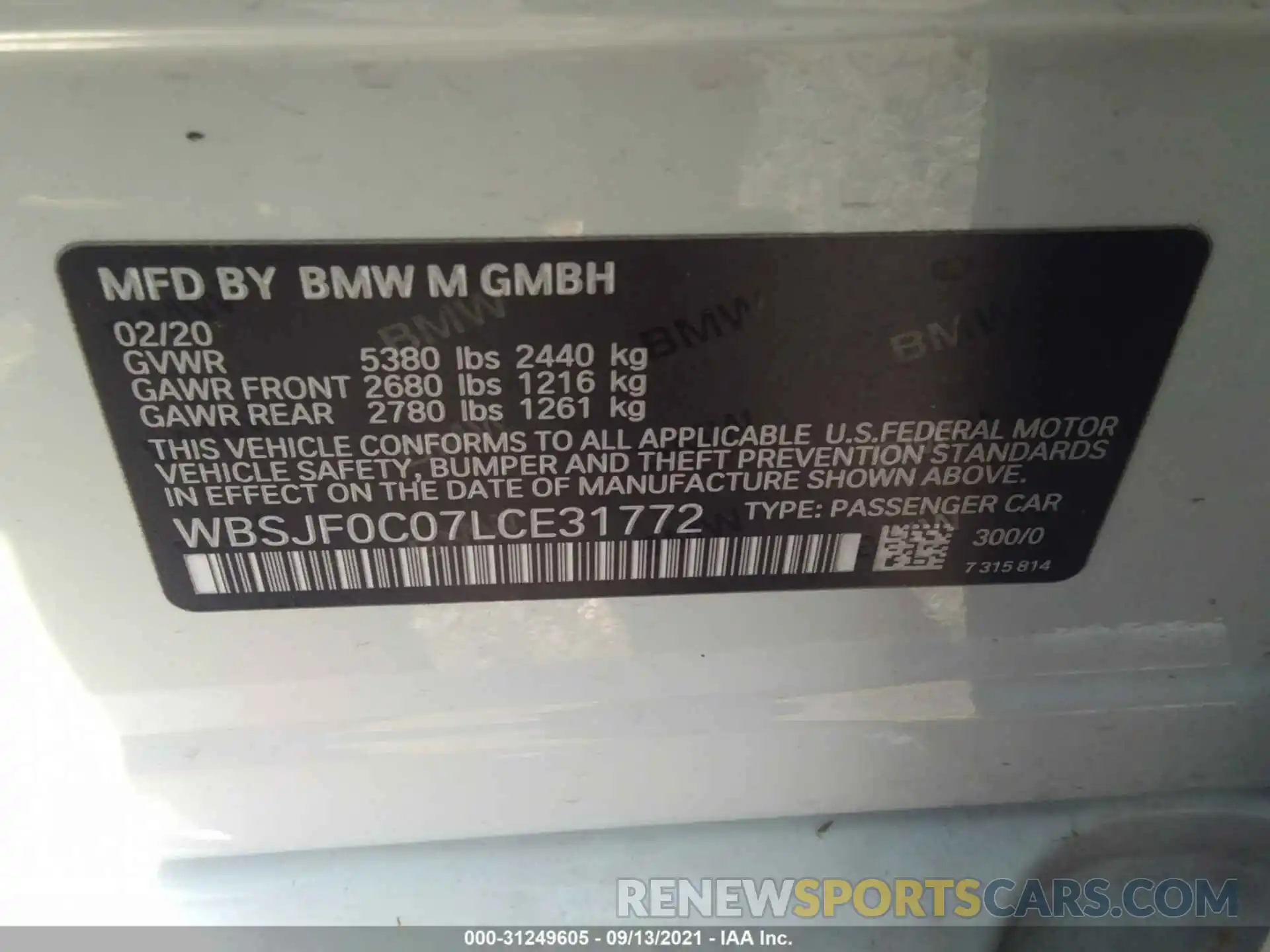 9 Фотография поврежденного автомобиля WBSJF0C07LCE31772 BMW M5 2020