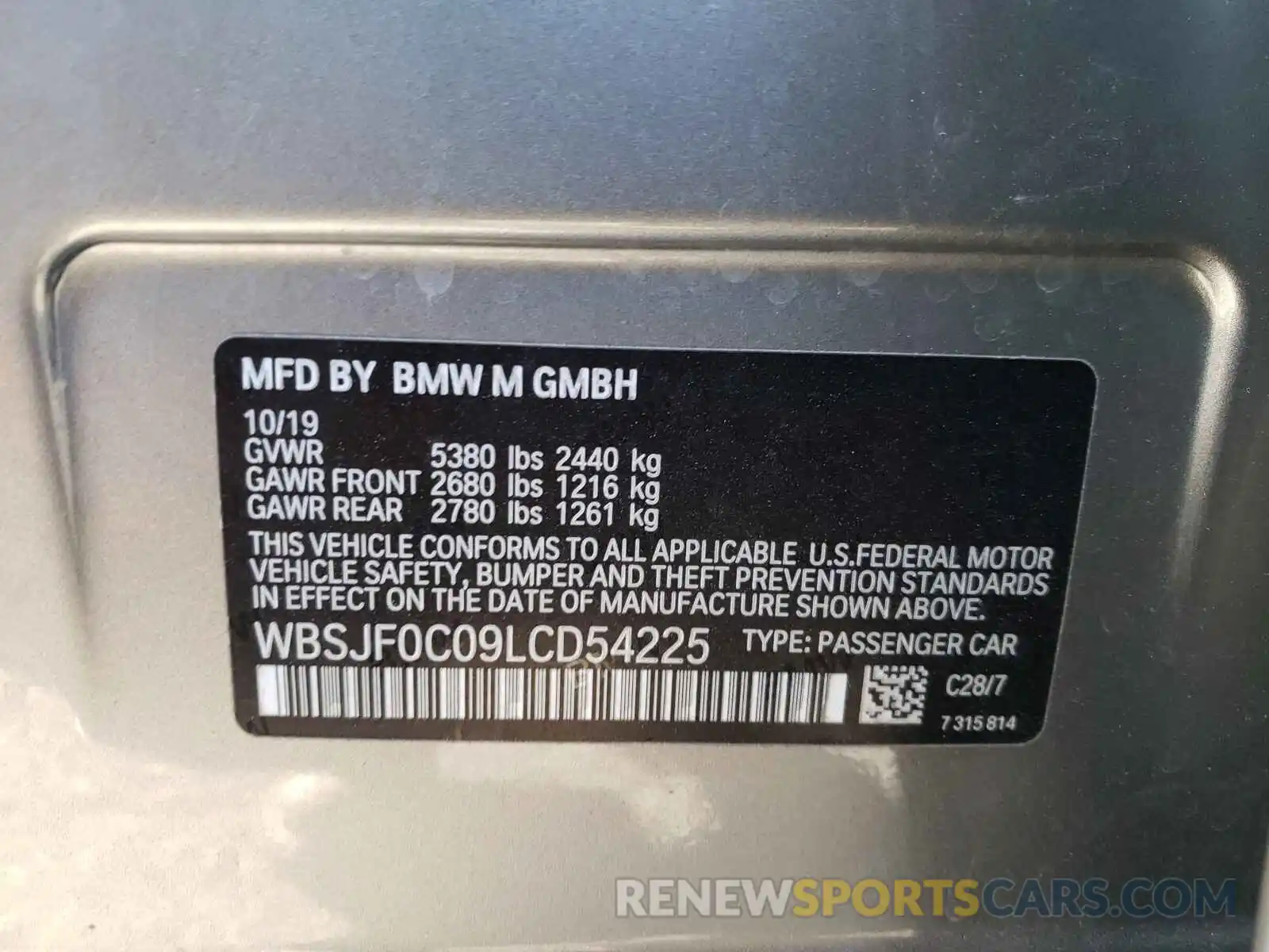 10 Фотография поврежденного автомобиля WBSJF0C09LCD54225 BMW M5 2020