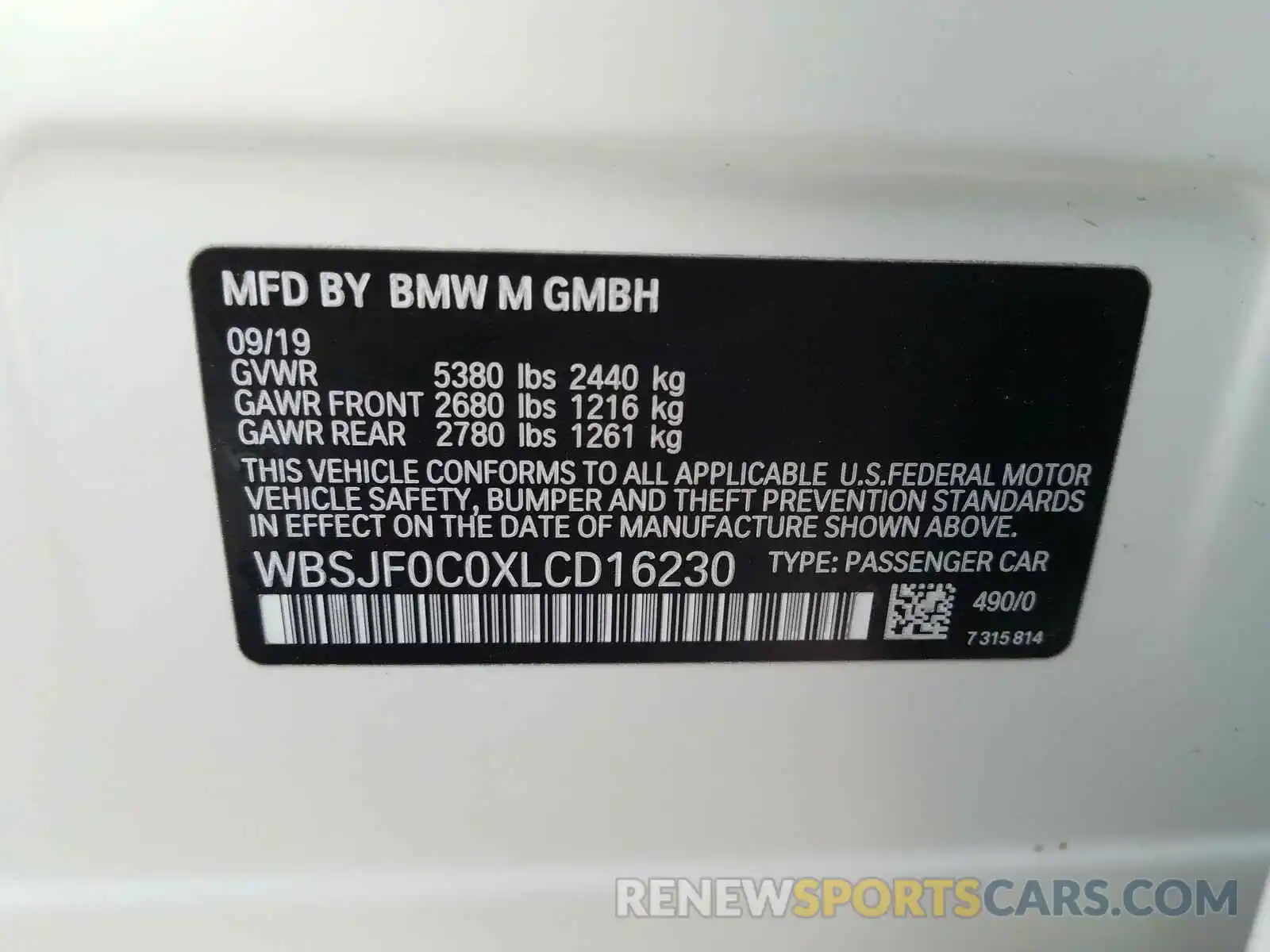 9 Фотография поврежденного автомобиля WBSJF0C0XLCD16230 BMW M5 2020