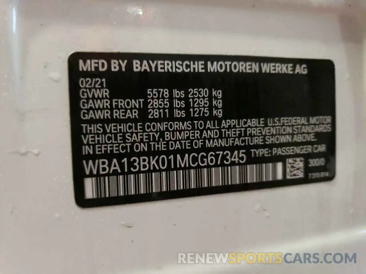 12 Photograph of a damaged car WBA13BK01MCG67345 BMW M5 2021
