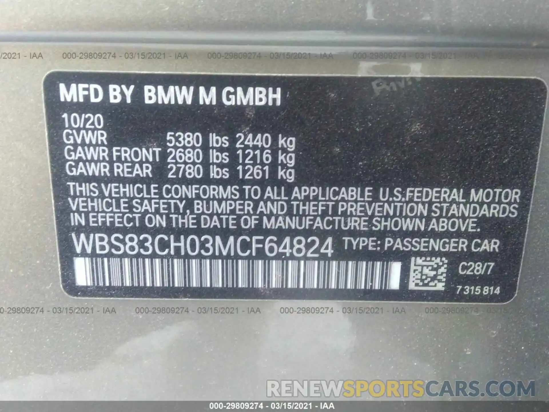 9 Photograph of a damaged car WBS83CH03MCF64824 BMW M5 2021