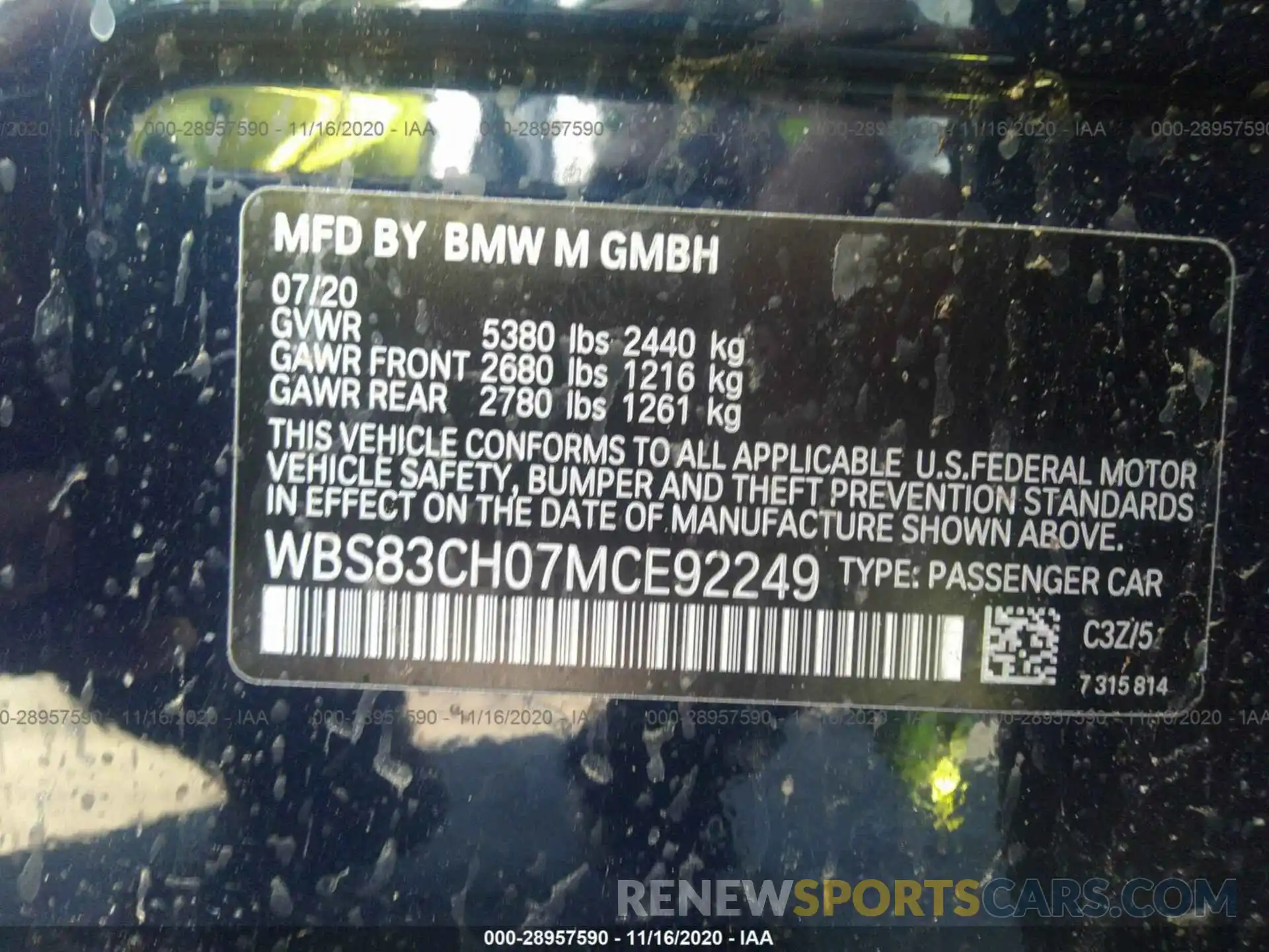 9 Photograph of a damaged car WBS83CH07MCE92249 BMW M5 2021