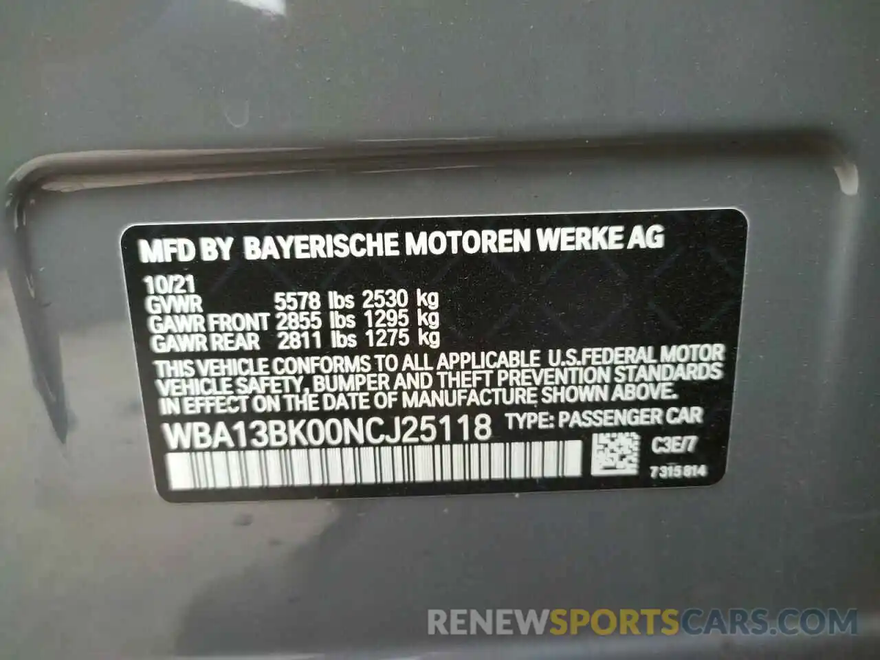 10 Фотография поврежденного автомобиля WBA13BK00NCJ25118 BMW M5 2022