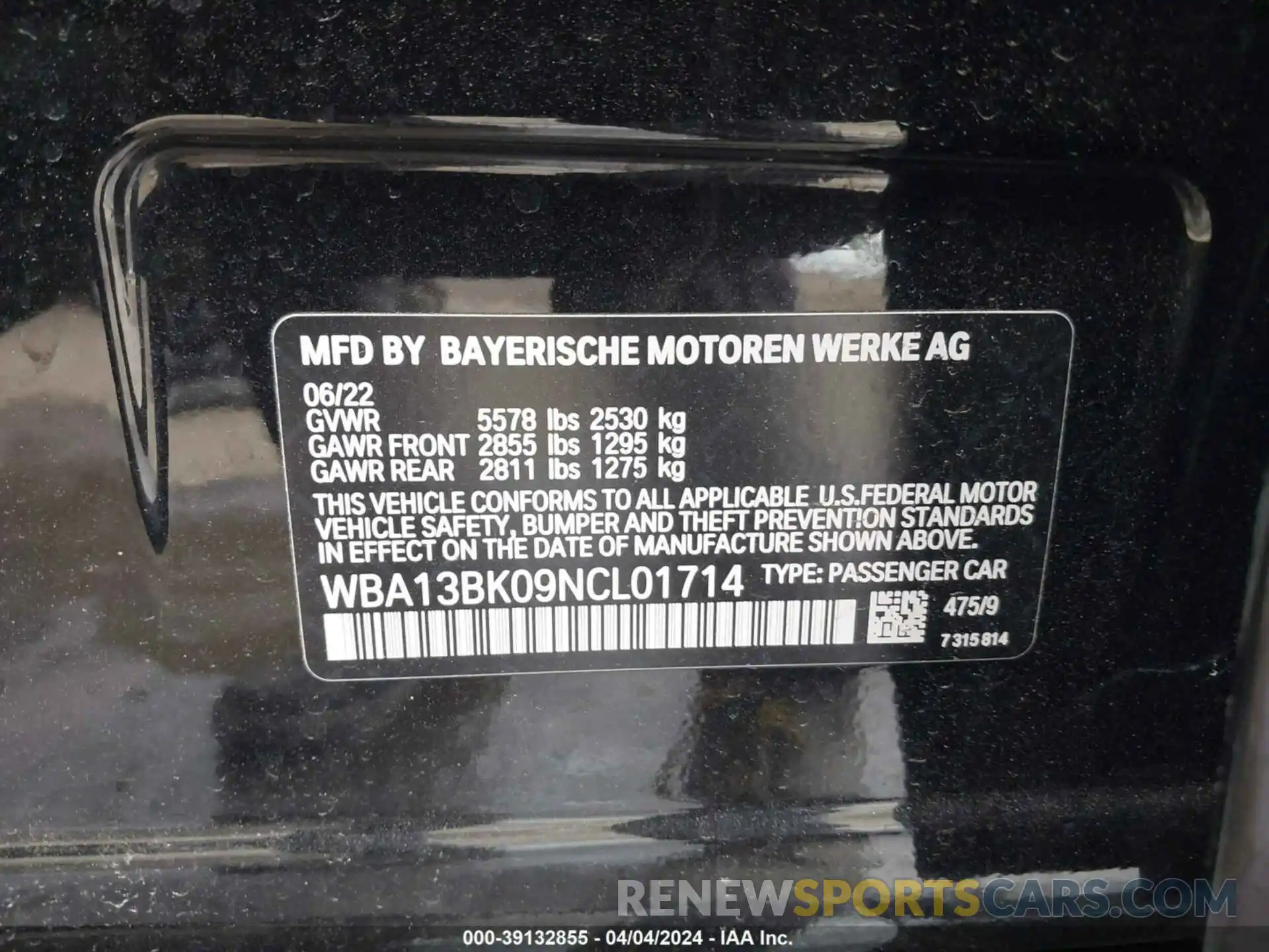 9 Photograph of a damaged car WBA13BK09NCL01714 BMW M550 2022