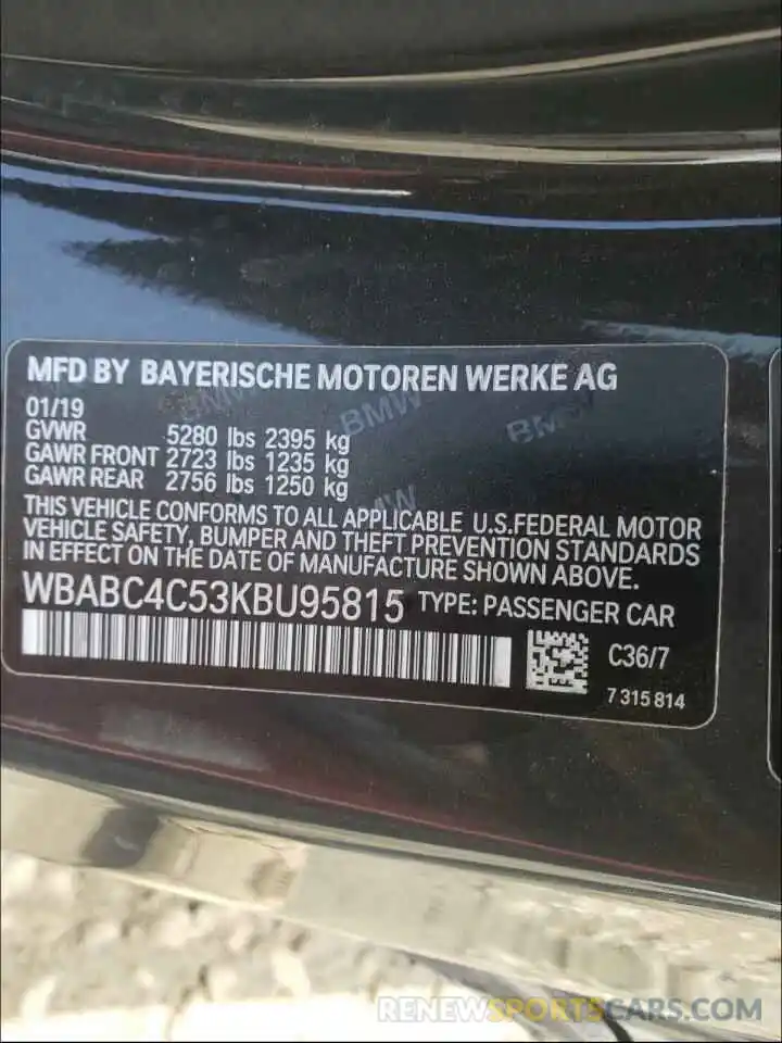 10 Photograph of a damaged car WBABC4C53KBU95815 BMW M8 2019