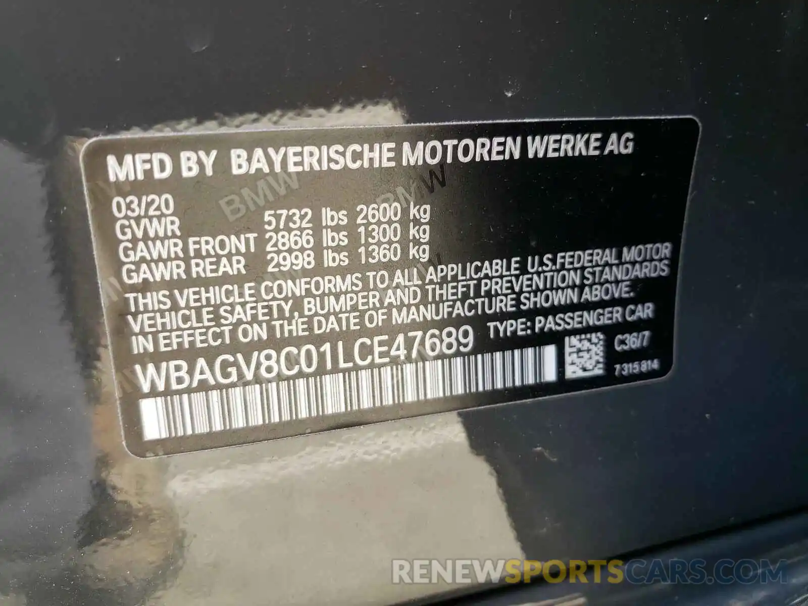10 Photograph of a damaged car WBAGV8C01LCE47689 BMW M8 2020