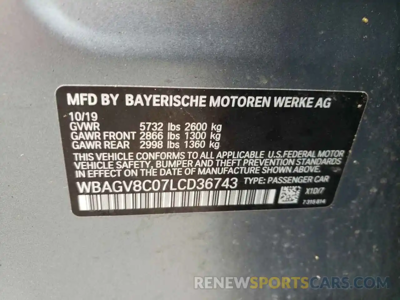 10 Фотография поврежденного автомобиля WBAGV8C07LCD36743 BMW M8 2020