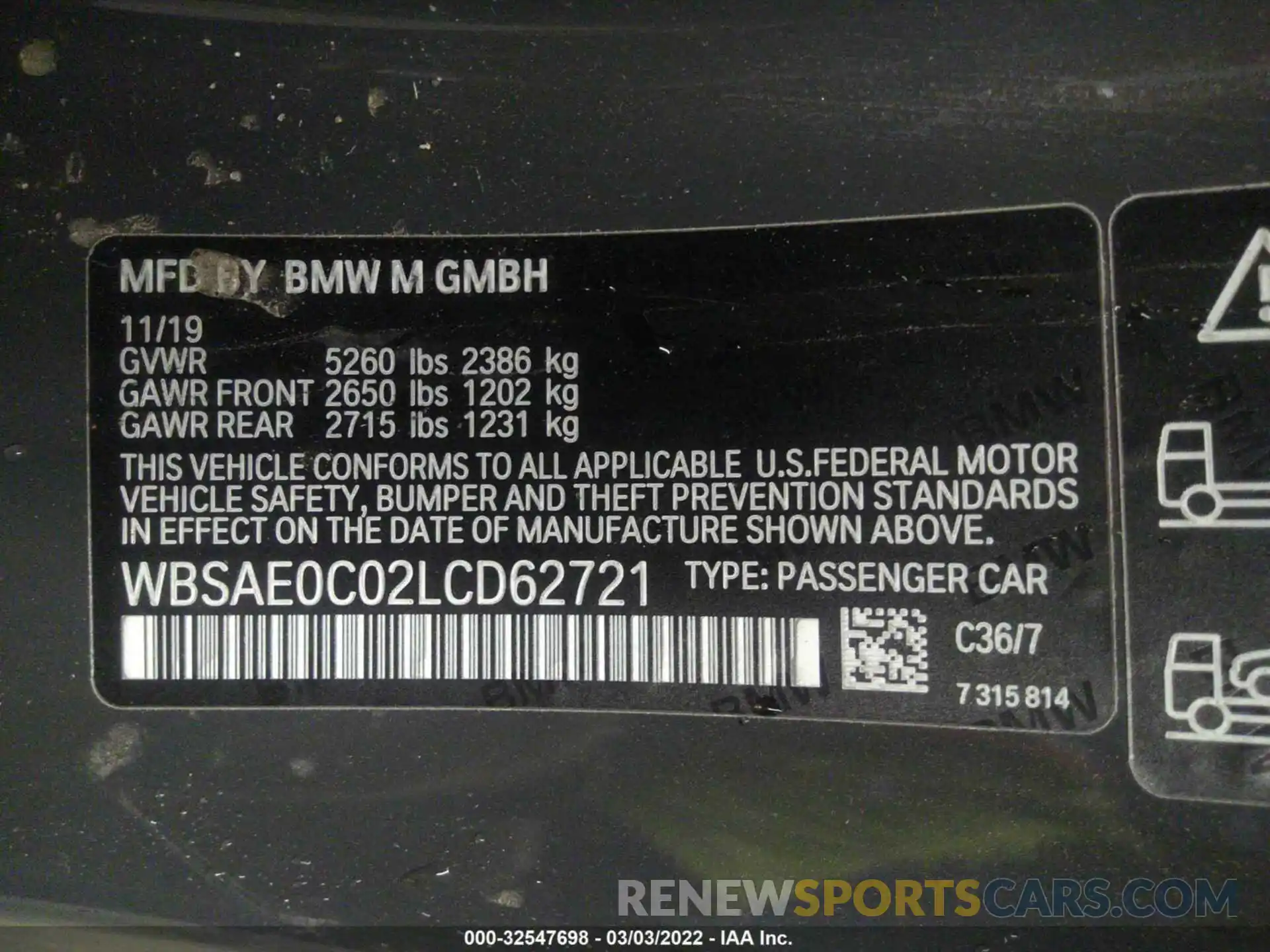 9 Photograph of a damaged car WBSAE0C02LCD62721 BMW M8 2020