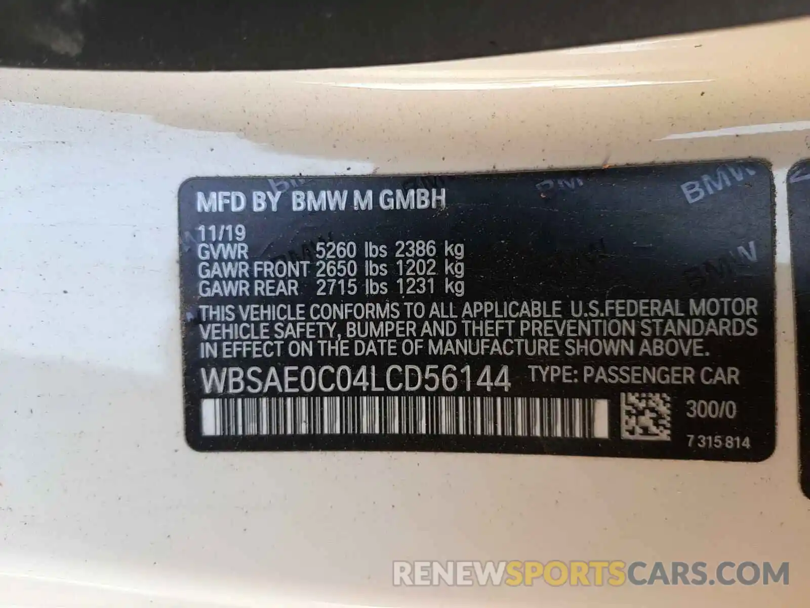 10 Photograph of a damaged car WBSAE0C04LCD56144 BMW M8 2020