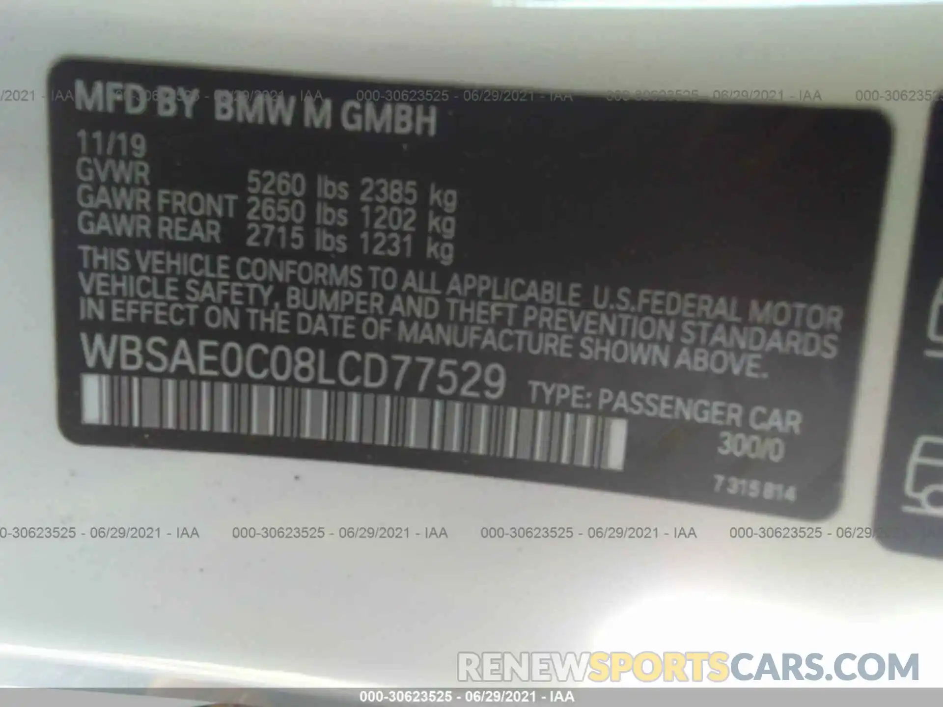 9 Фотография поврежденного автомобиля WBSAE0C08LCD77529 BMW M8 2020